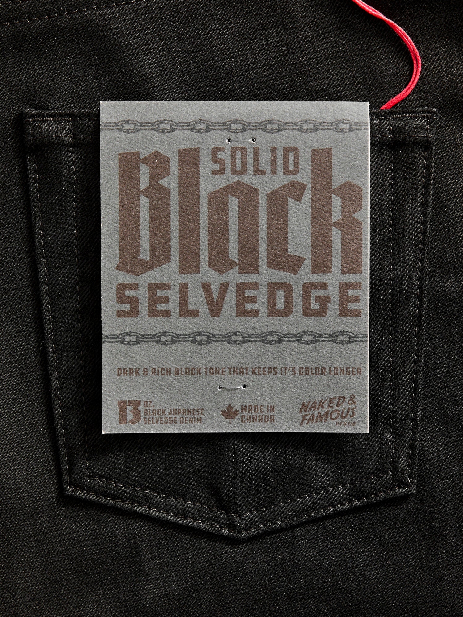"Solid Black" 13oz Selvedge Denim - Strong Guy Fit - Image 4