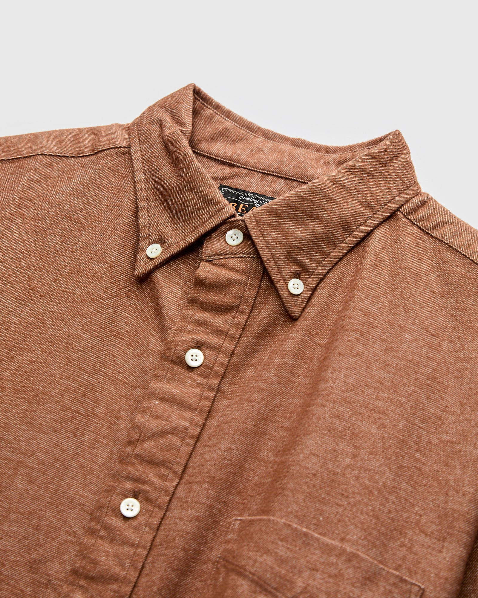 Solid Flannel Button-Down Shirt in Brown - Image 3