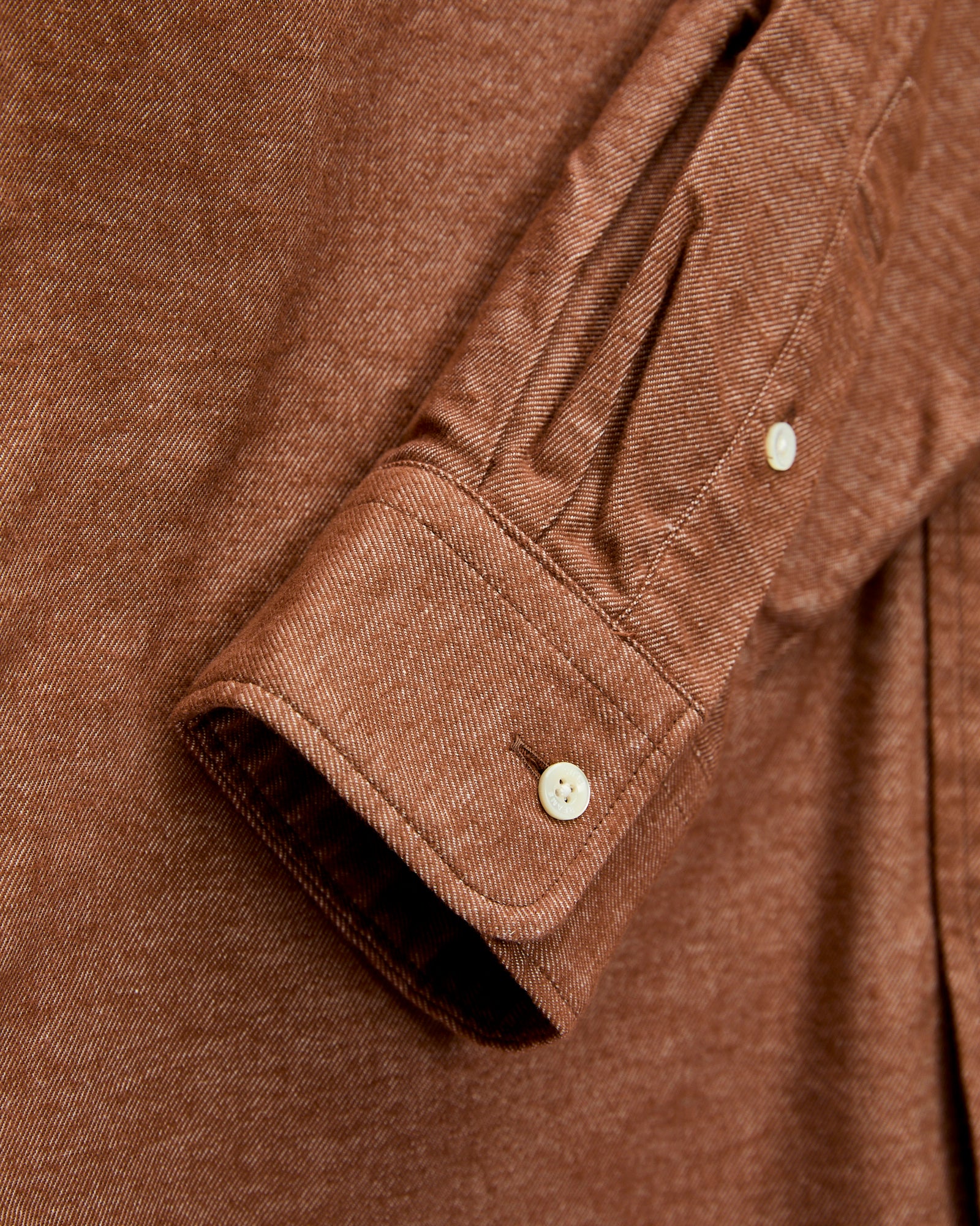 Solid Flannel Button-Down Shirt in Brown - Image 5