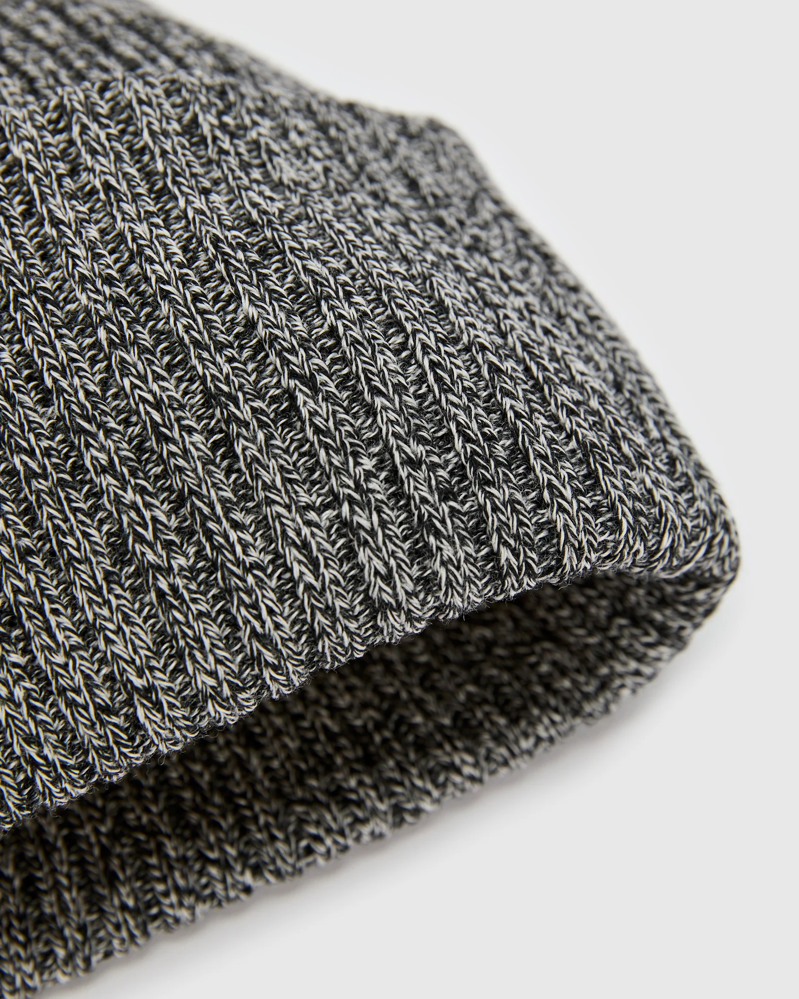 Solid Wool Knit Cap in Ivory/Black - Image 2