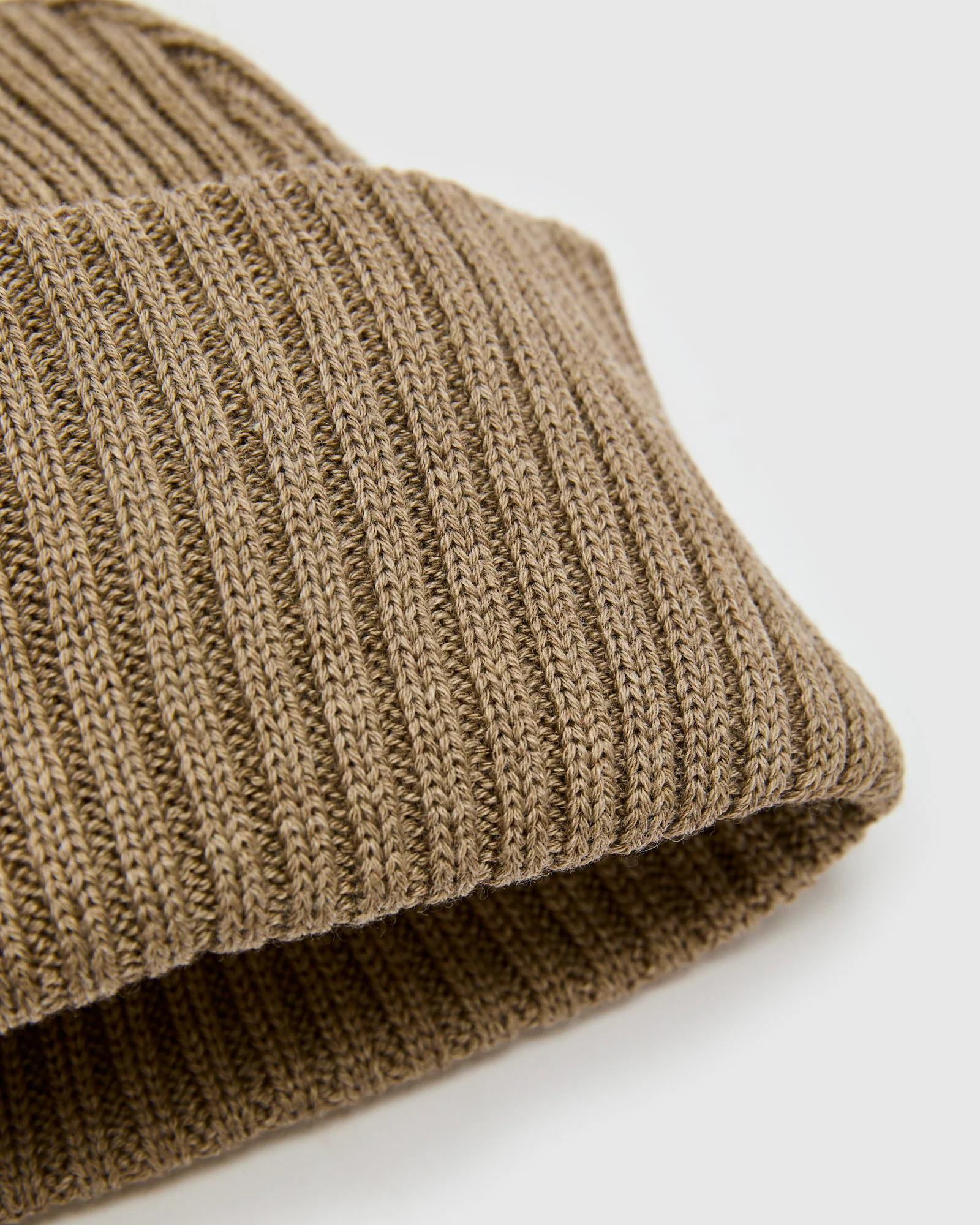 Solid Wool Knit Cap in Melange Brown - Image 2