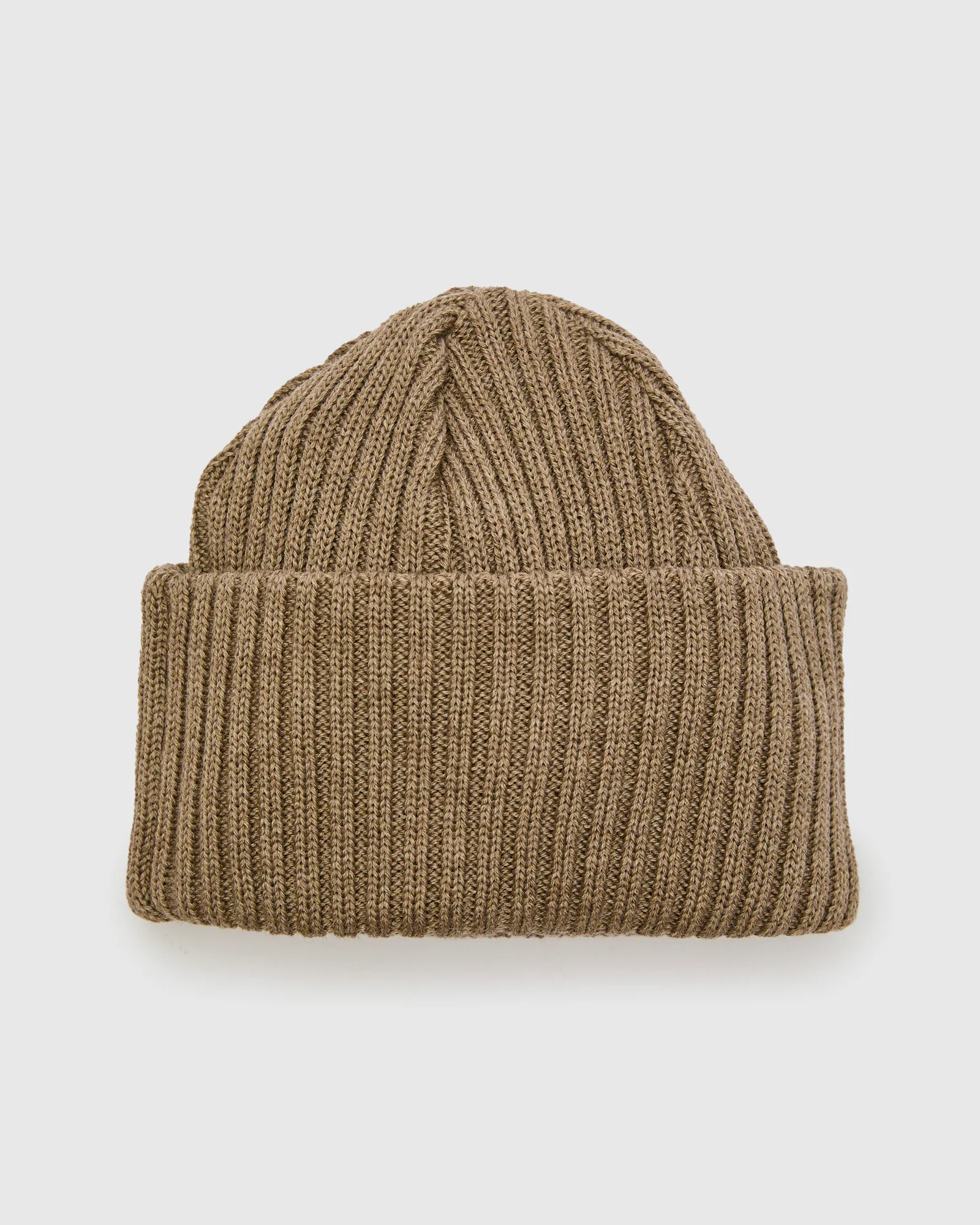 Solid Wool Knit Cap in Melange Brown - Image 3