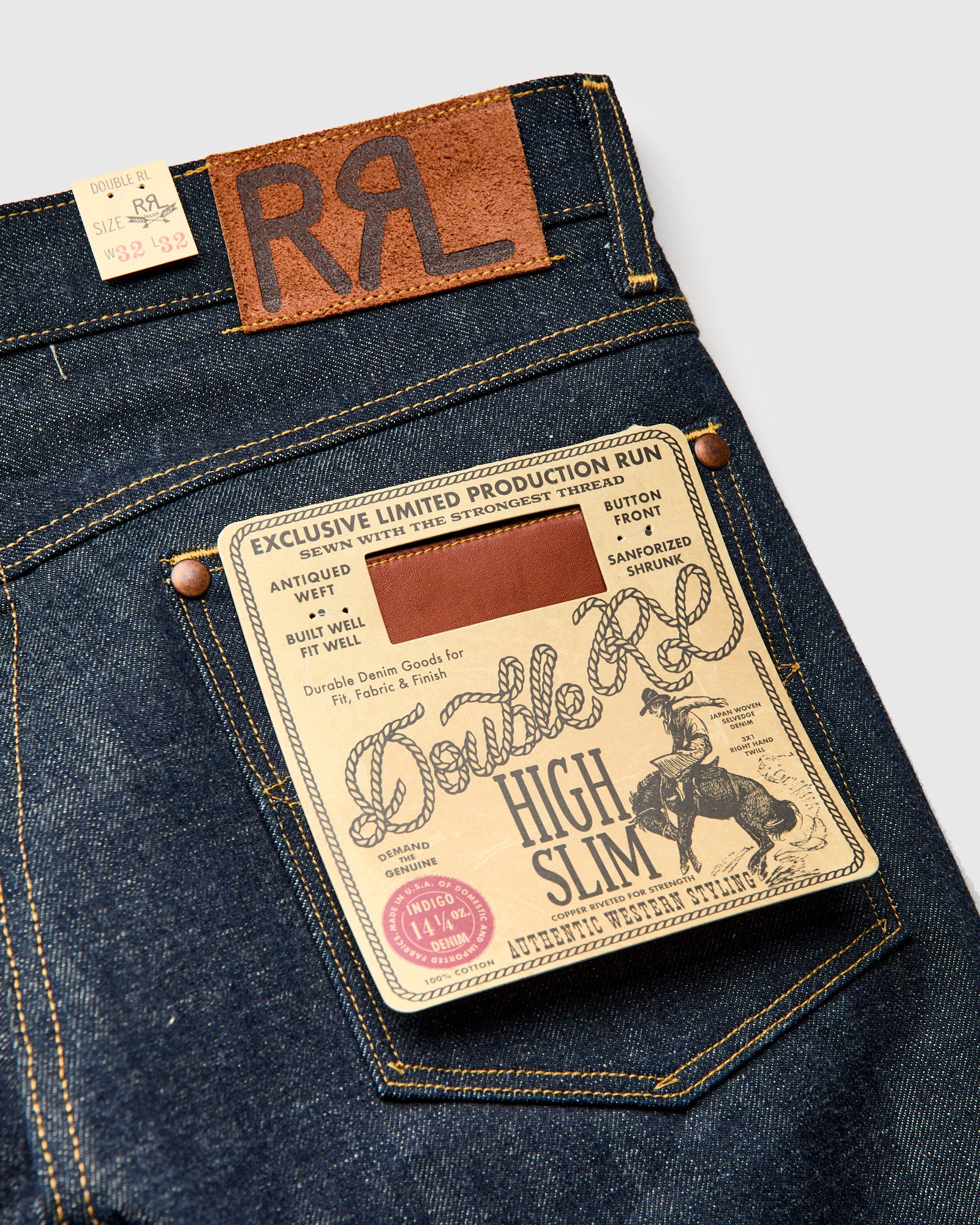 "Somerset" 14.25oz Roughout Selvedge Denim - High Slim Fit - Image 9