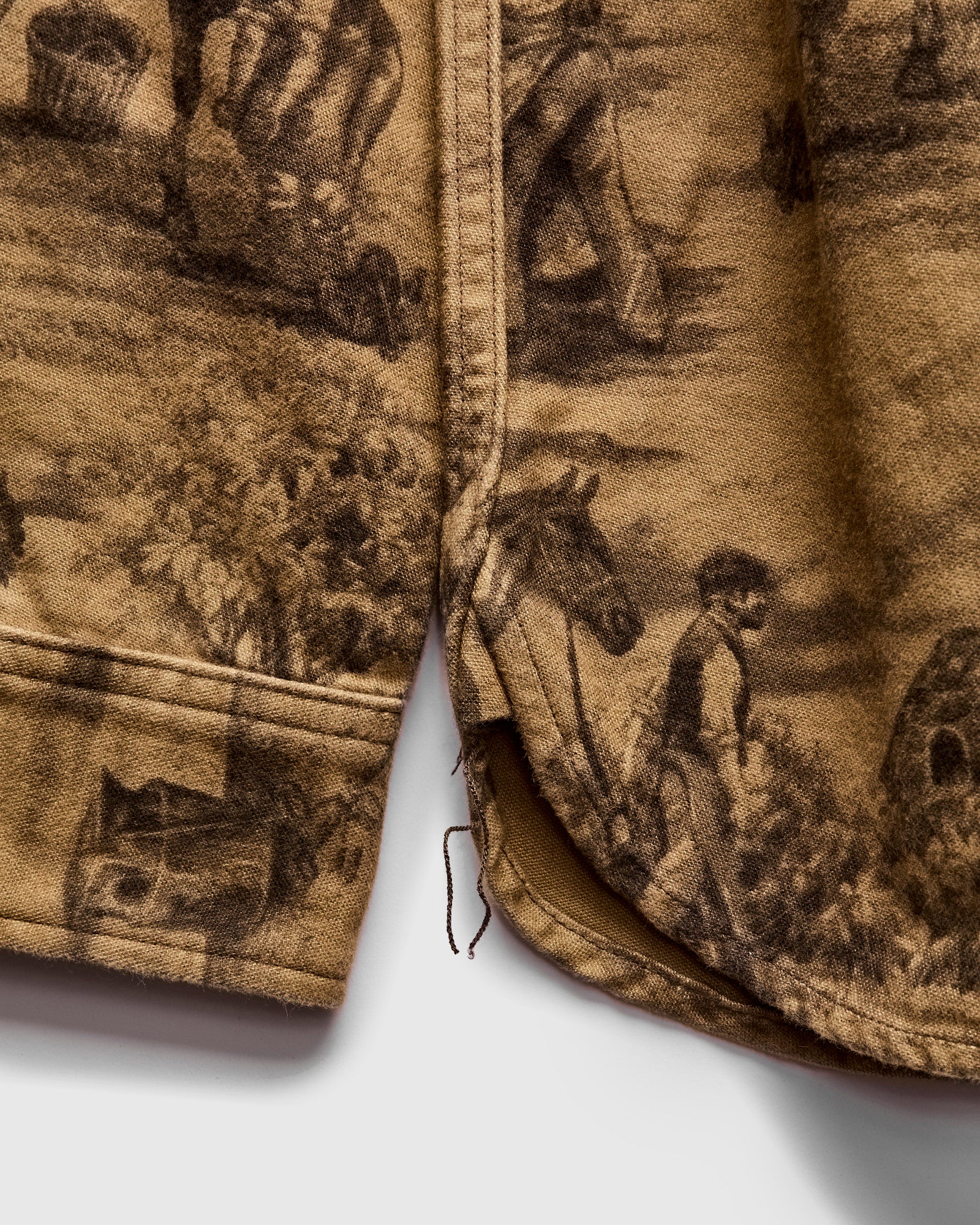 Stables Printed Moleskin Workshirt in Brown - Image 6