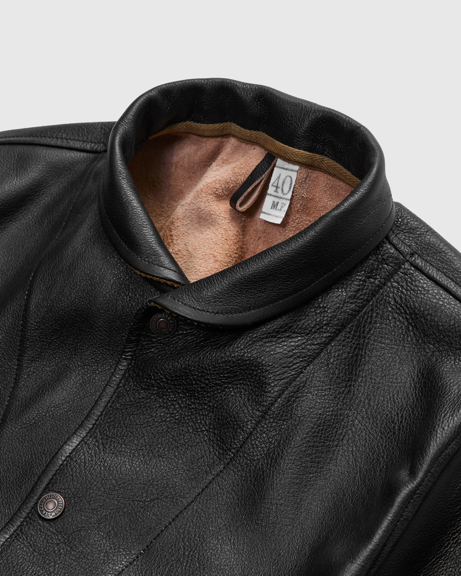 "Stallion" Campus Stud Leather Jacket in Black Teacore - Image 4
