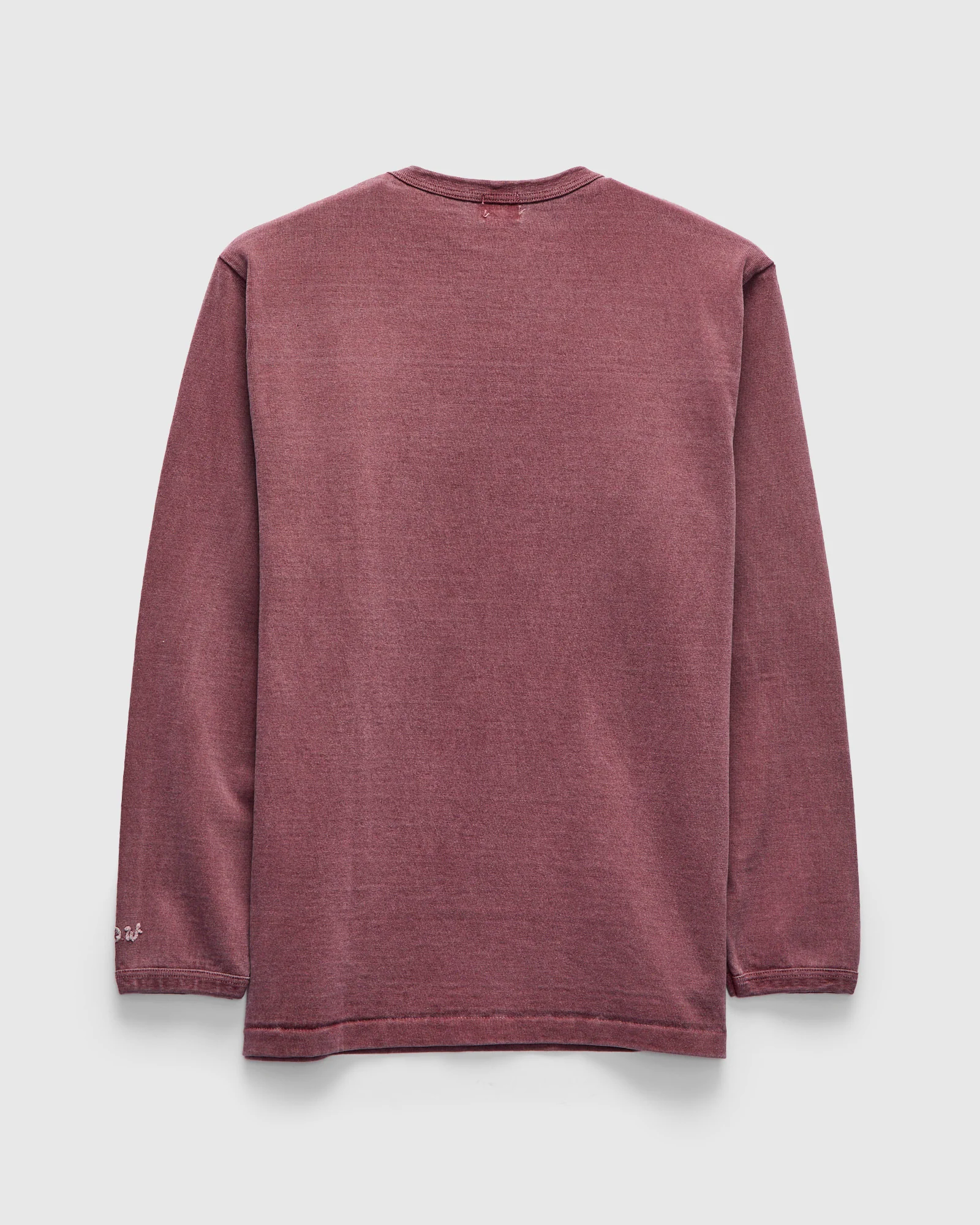 Stand Wheeler Long Sleeve Pigment-Dyed Tee in Bordeaux - Image 2