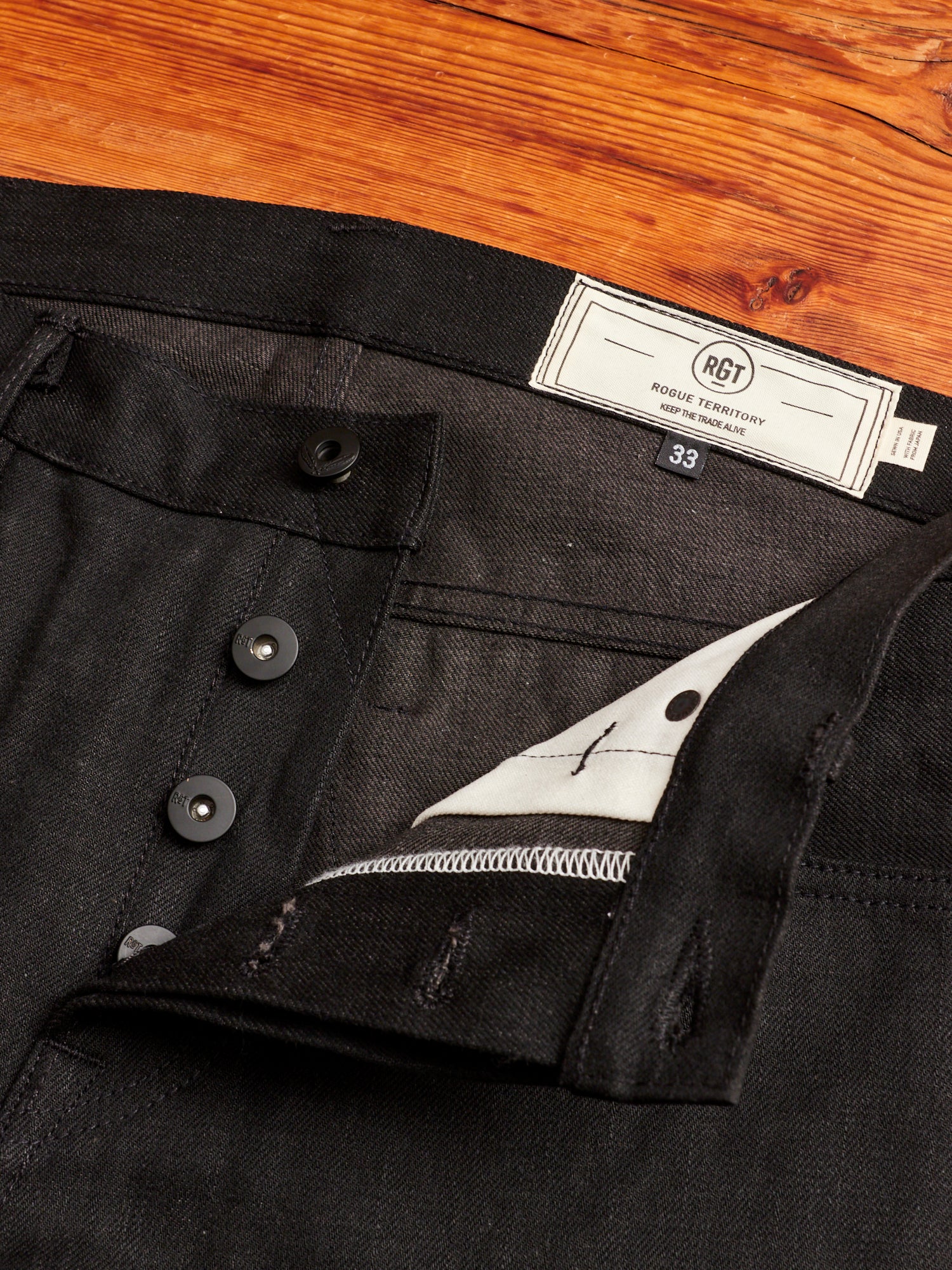 "Stealth" 15oz Black Selvedge Denim in Silveridge - Image 6