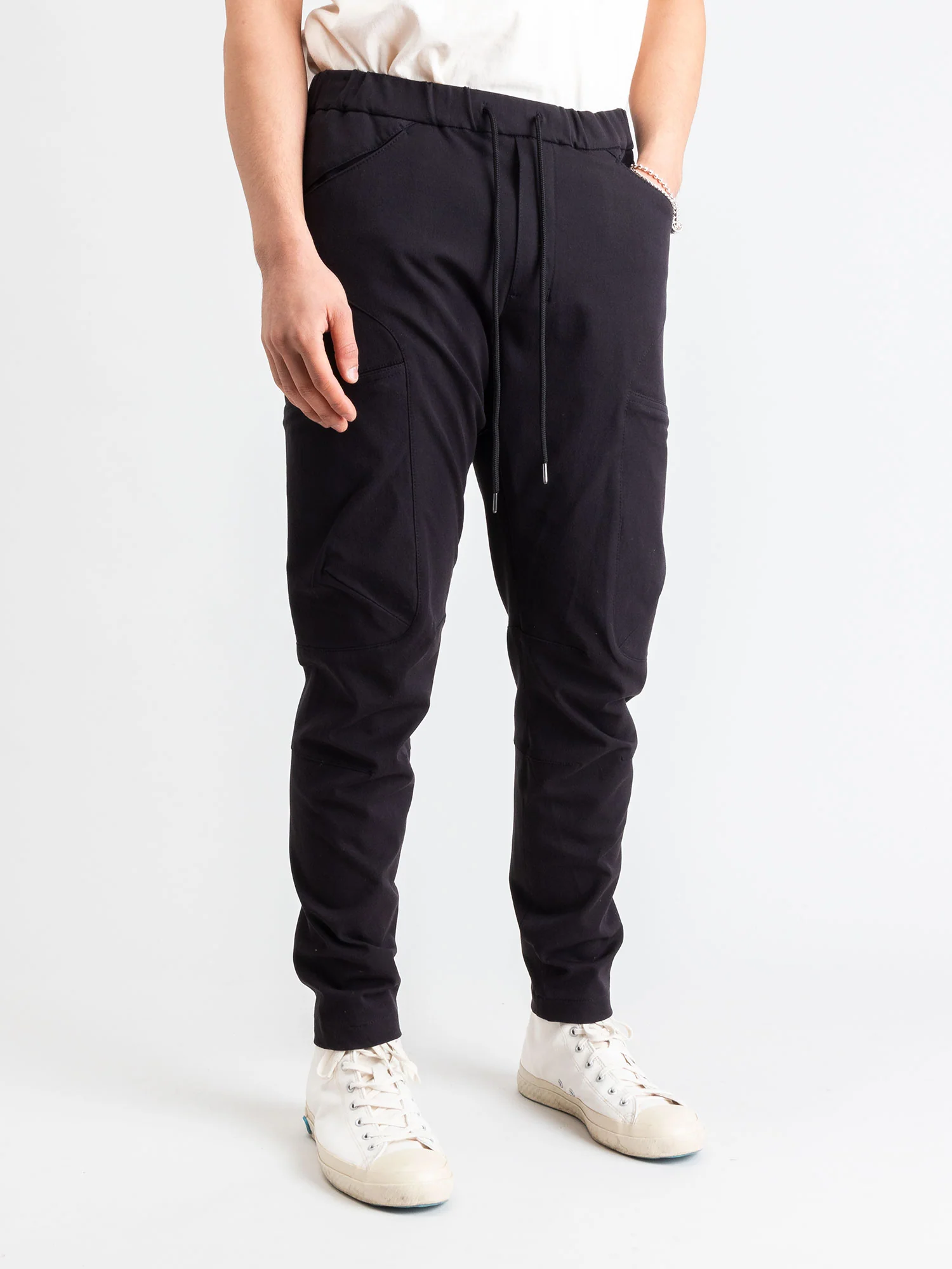 Stretch Twill Biker Cargo Pants in Black - Image 2