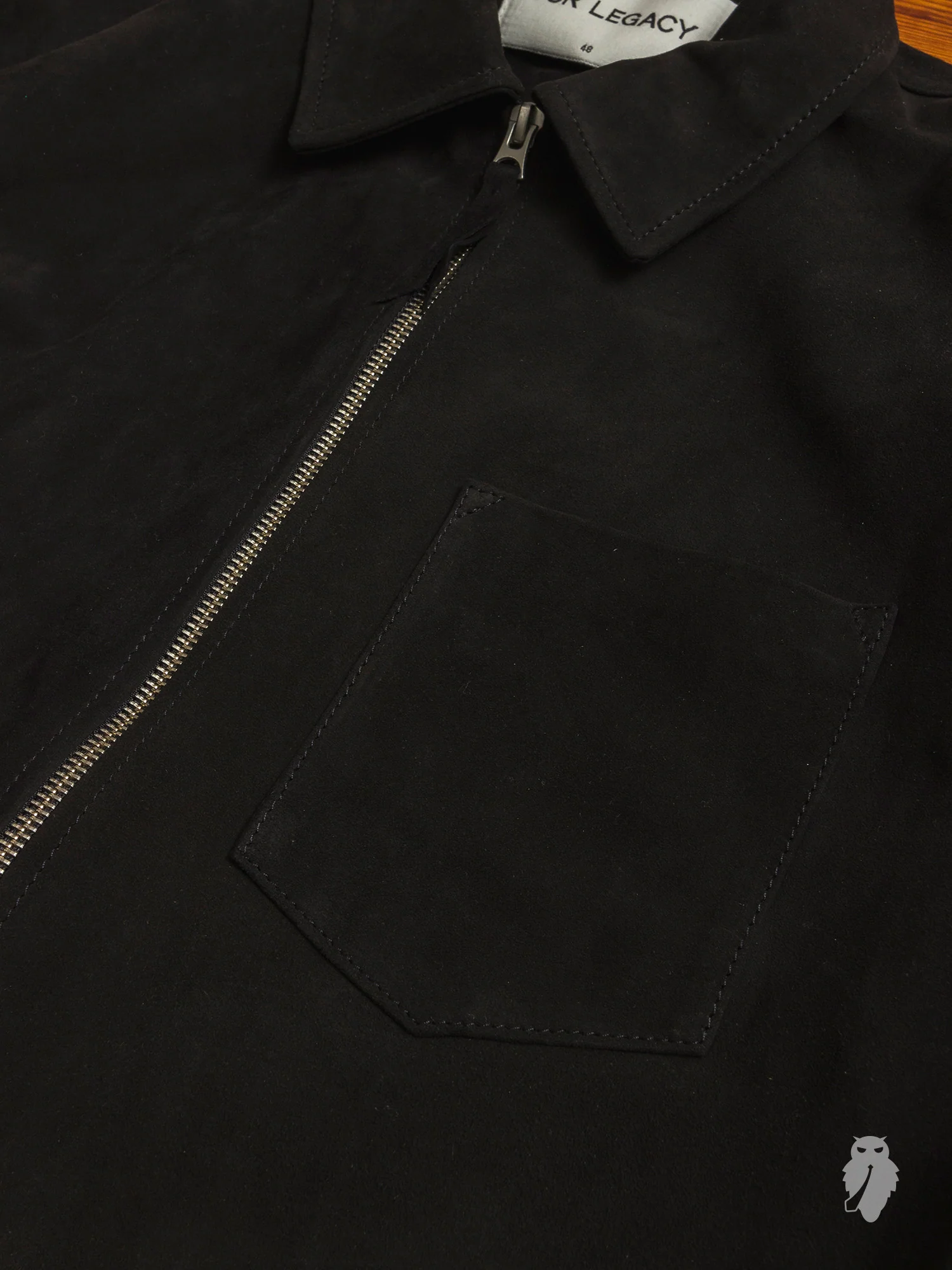 Suede Zip Shirt in Black - Image 4