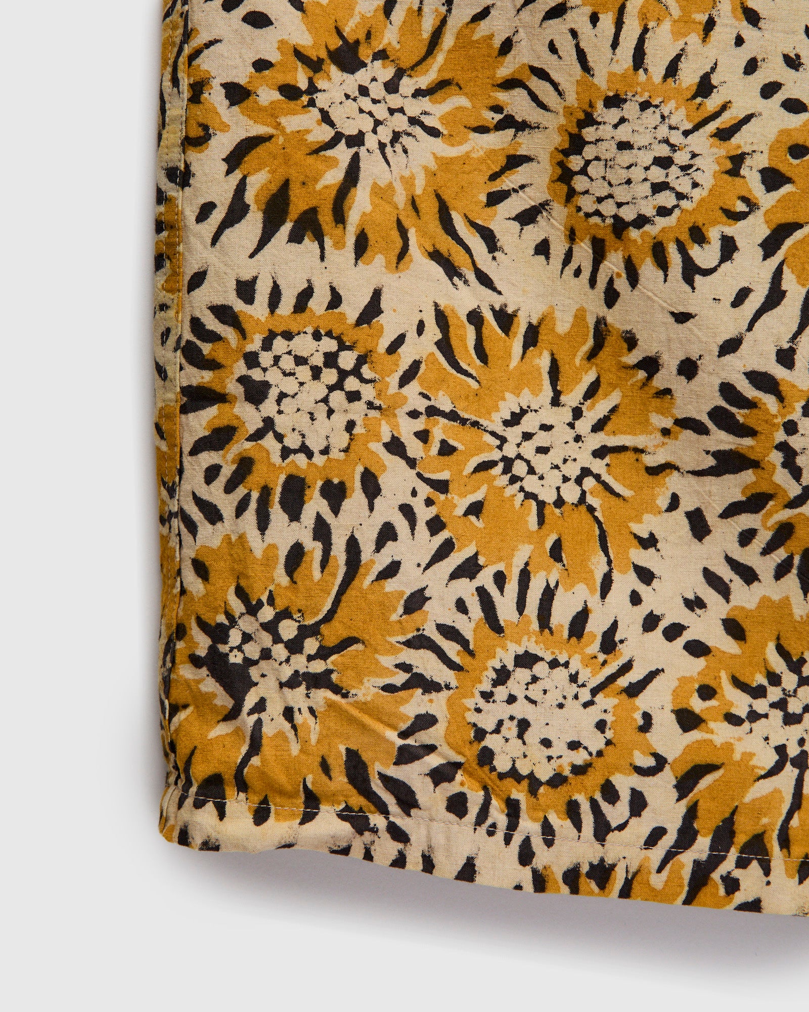 Sun Flower Block Print Open Collar Shirt in Yellow - Image 6