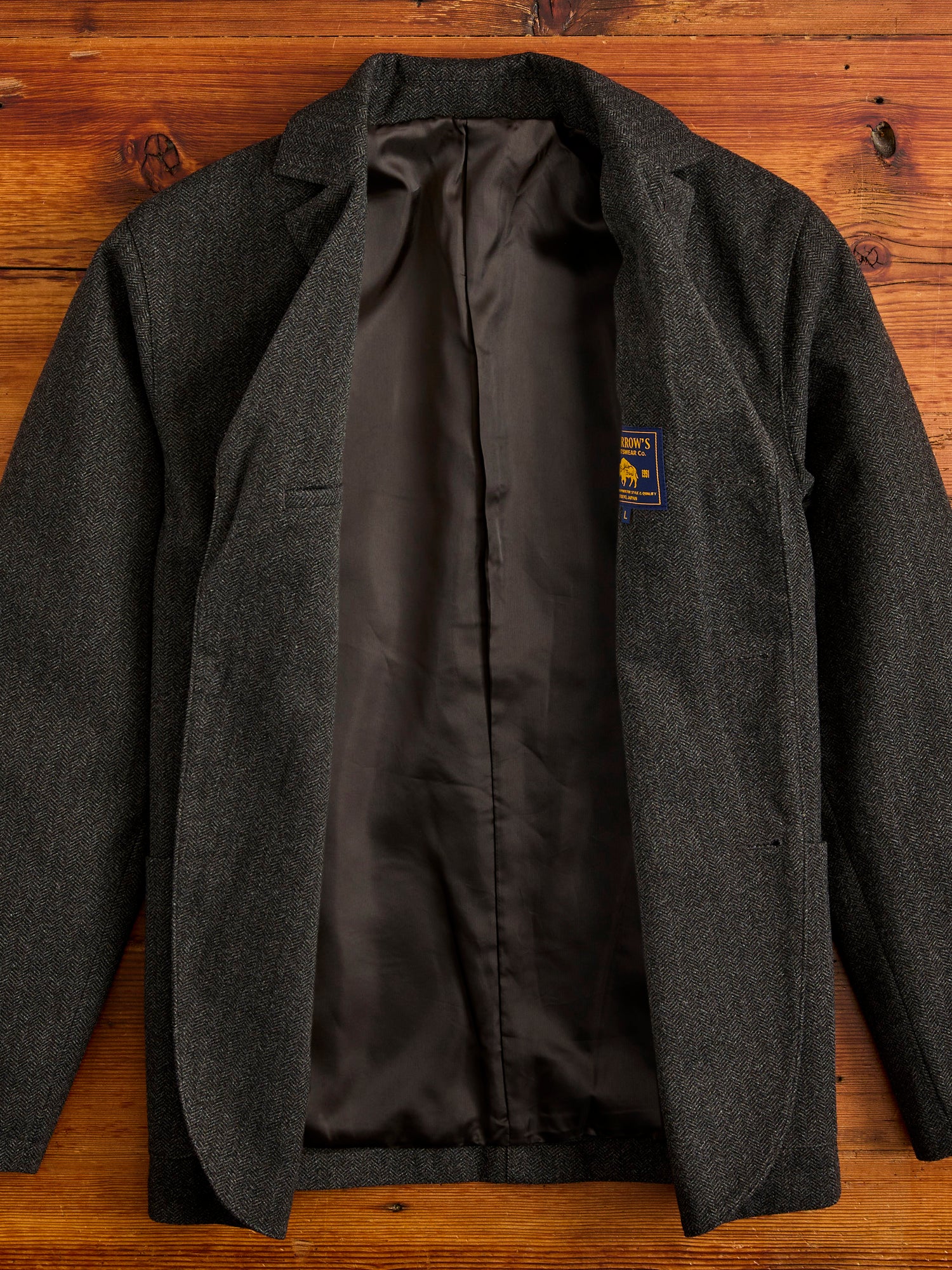 Tailored Sack Jacket in Brown Herringbone - Image 3
