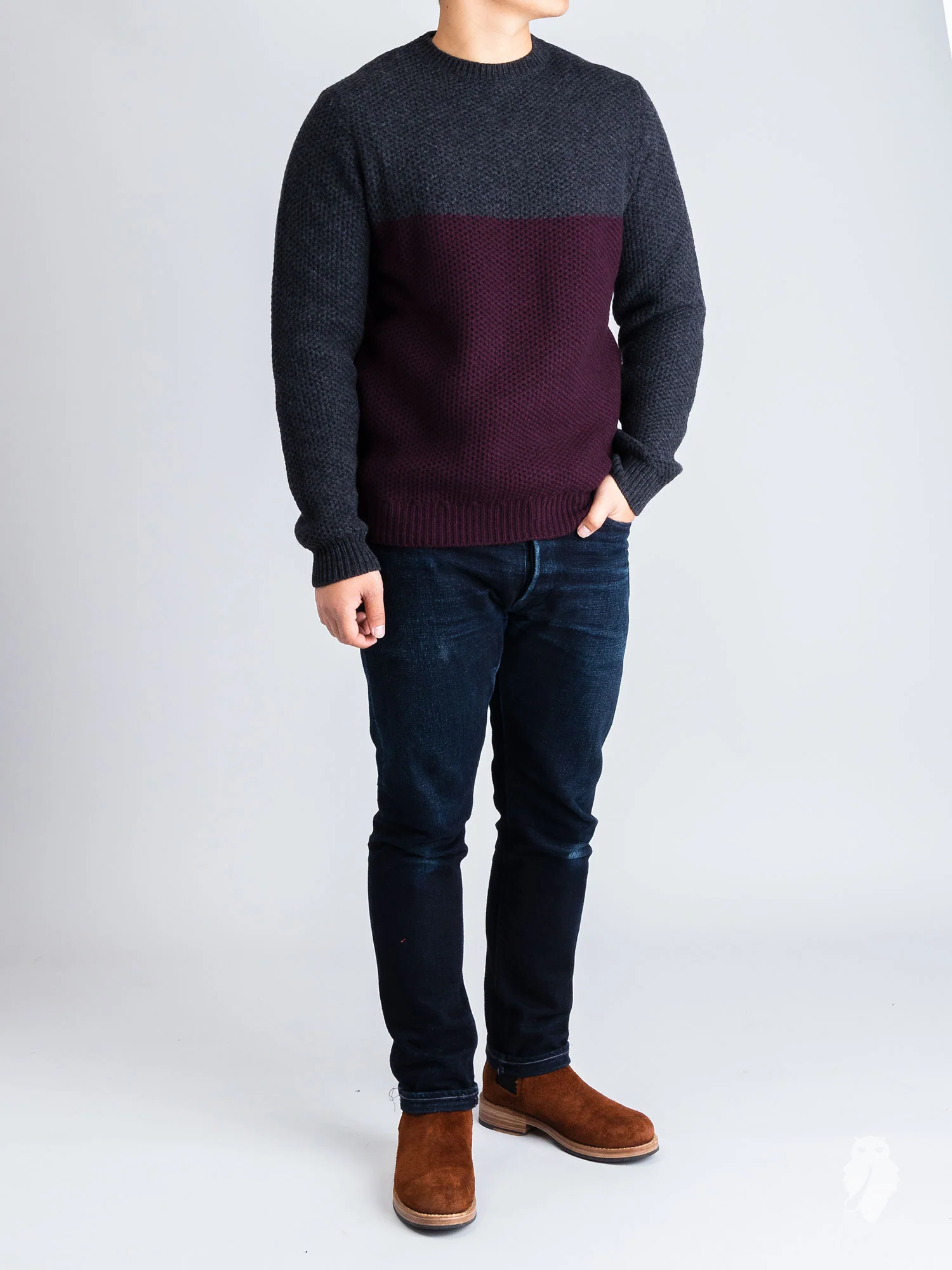 "Talon" Crewneck Sweater in Merlot - Image 8