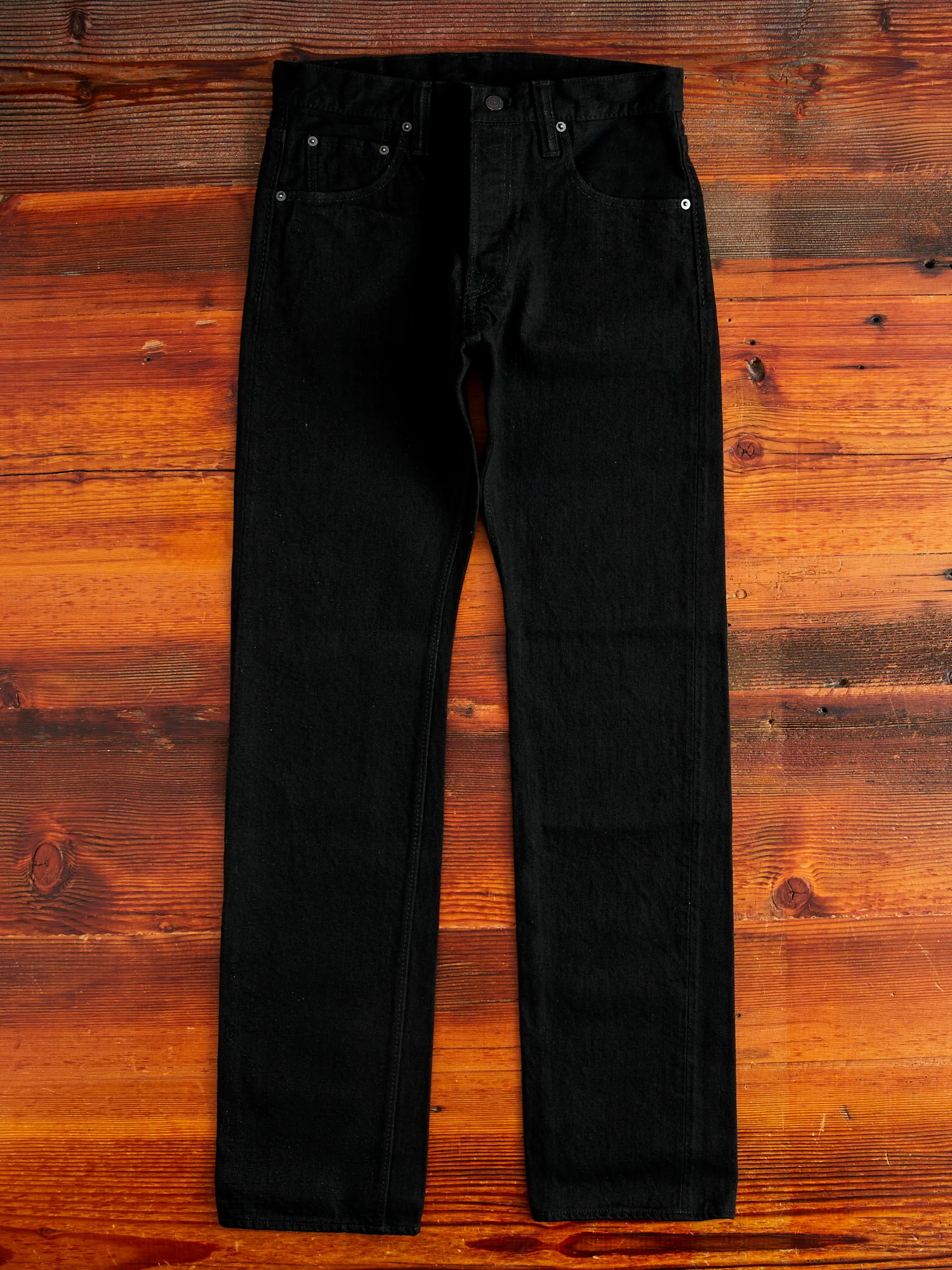 TCD-005-BK "Teacore Black" 14oz Rinsed Black Selvedge Denim - Slim Straight Fit - Image 3