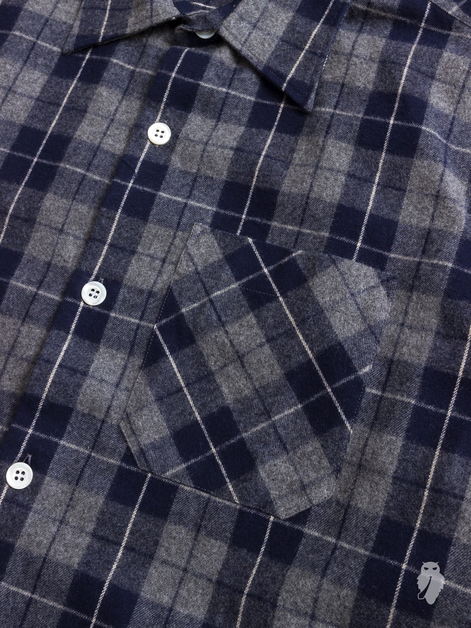 "Ted" Shaggy Flannel Shirt in Navy - Image 4