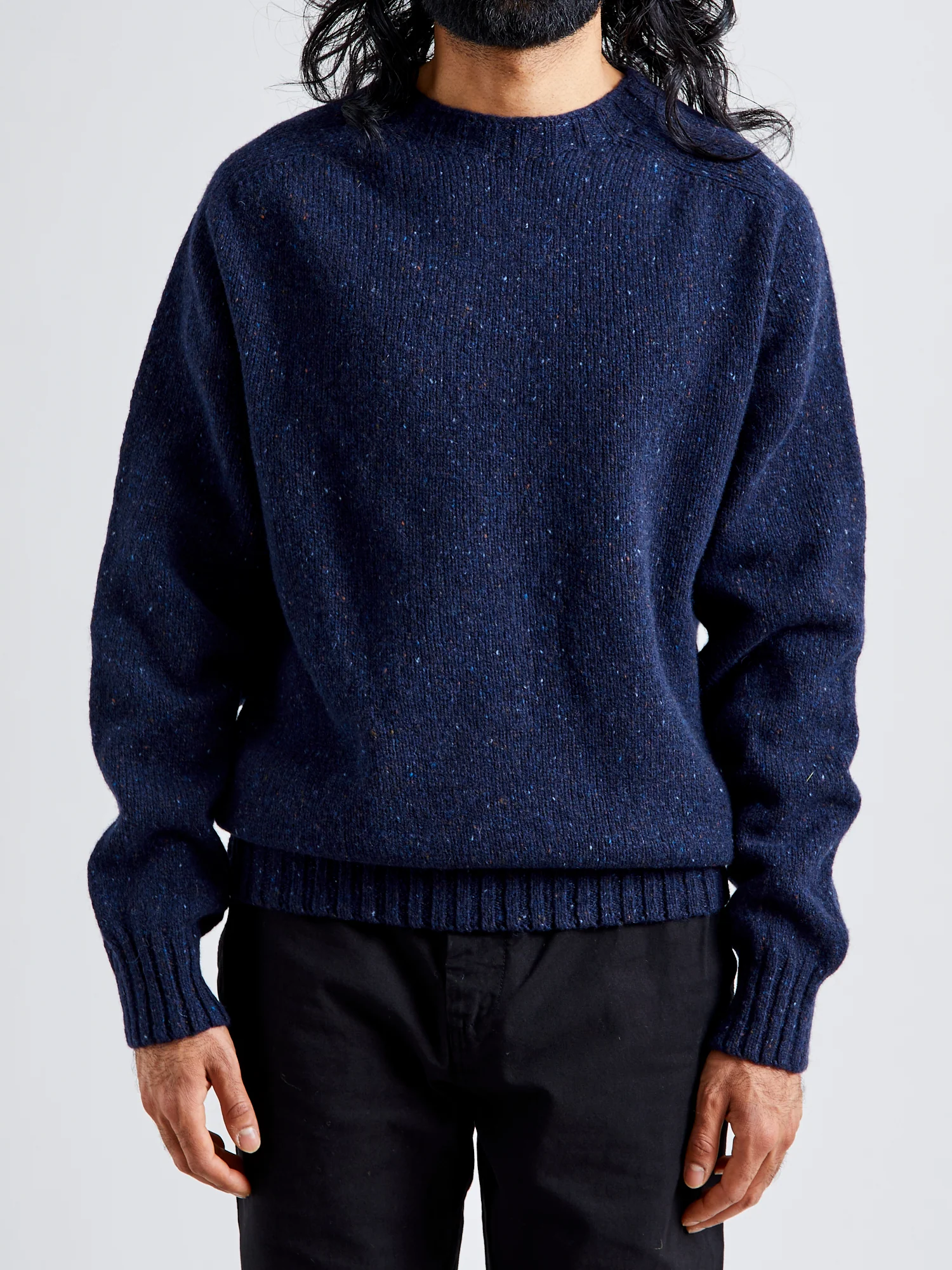 "Terry" Wool Sweater in Navy - Image 2
