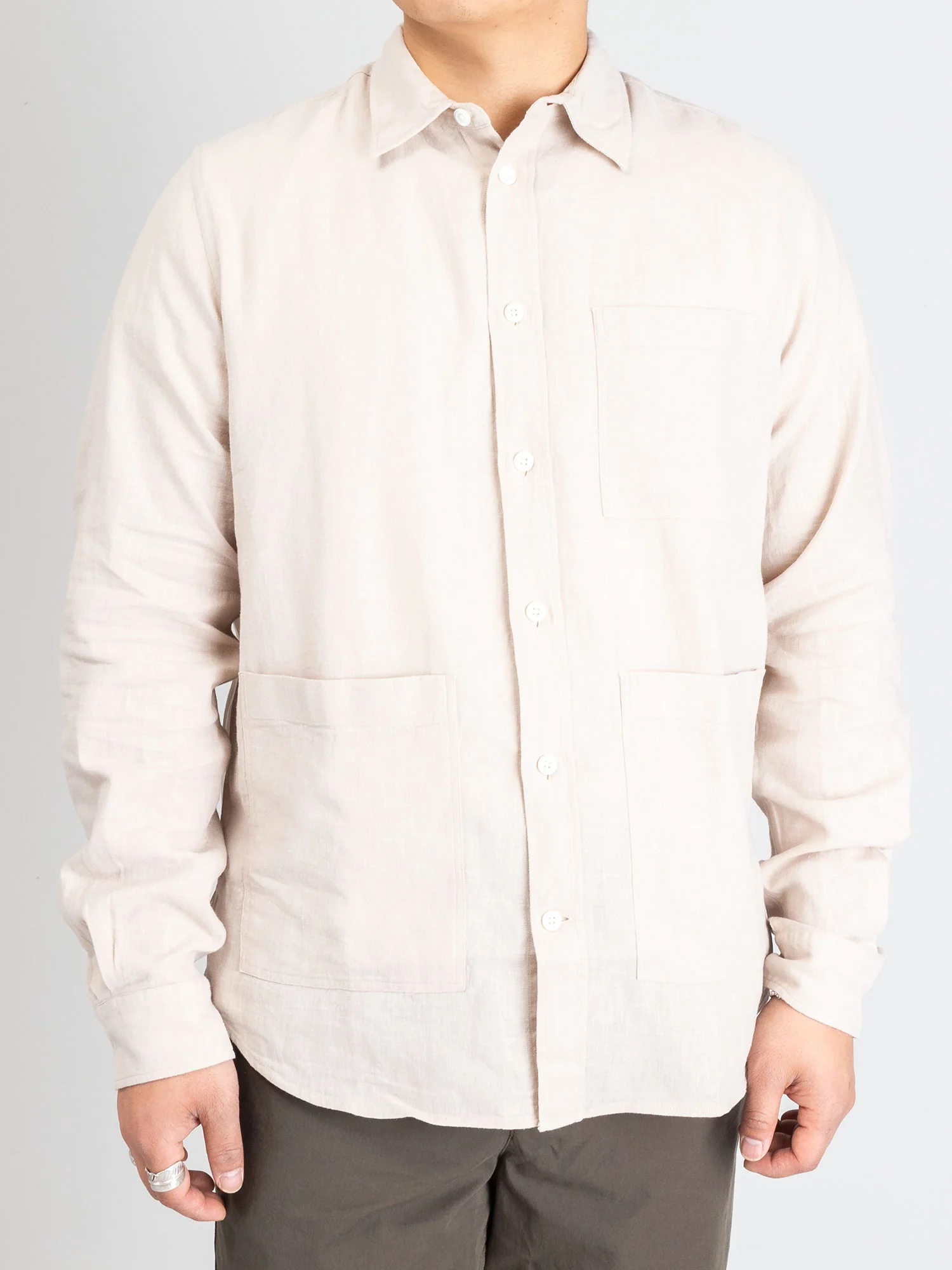 Thorsten Cotton Linen Shirt in Oatmeal - Image 2
