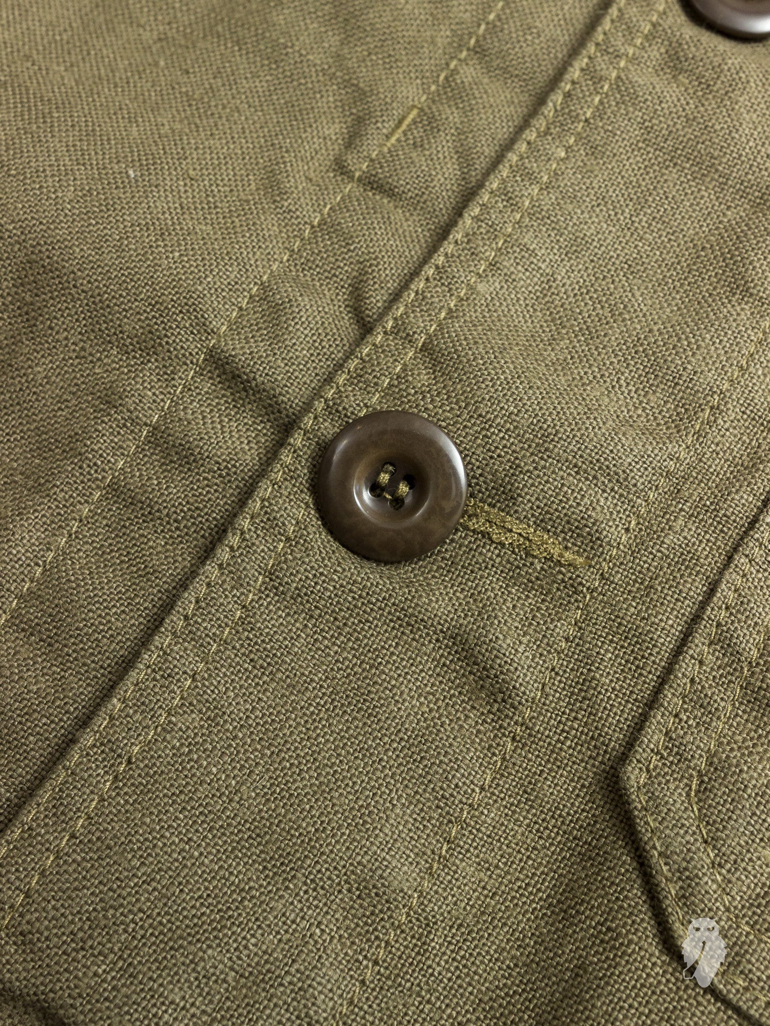 "Travail" Linen Work Jacket in Olive - Image 4