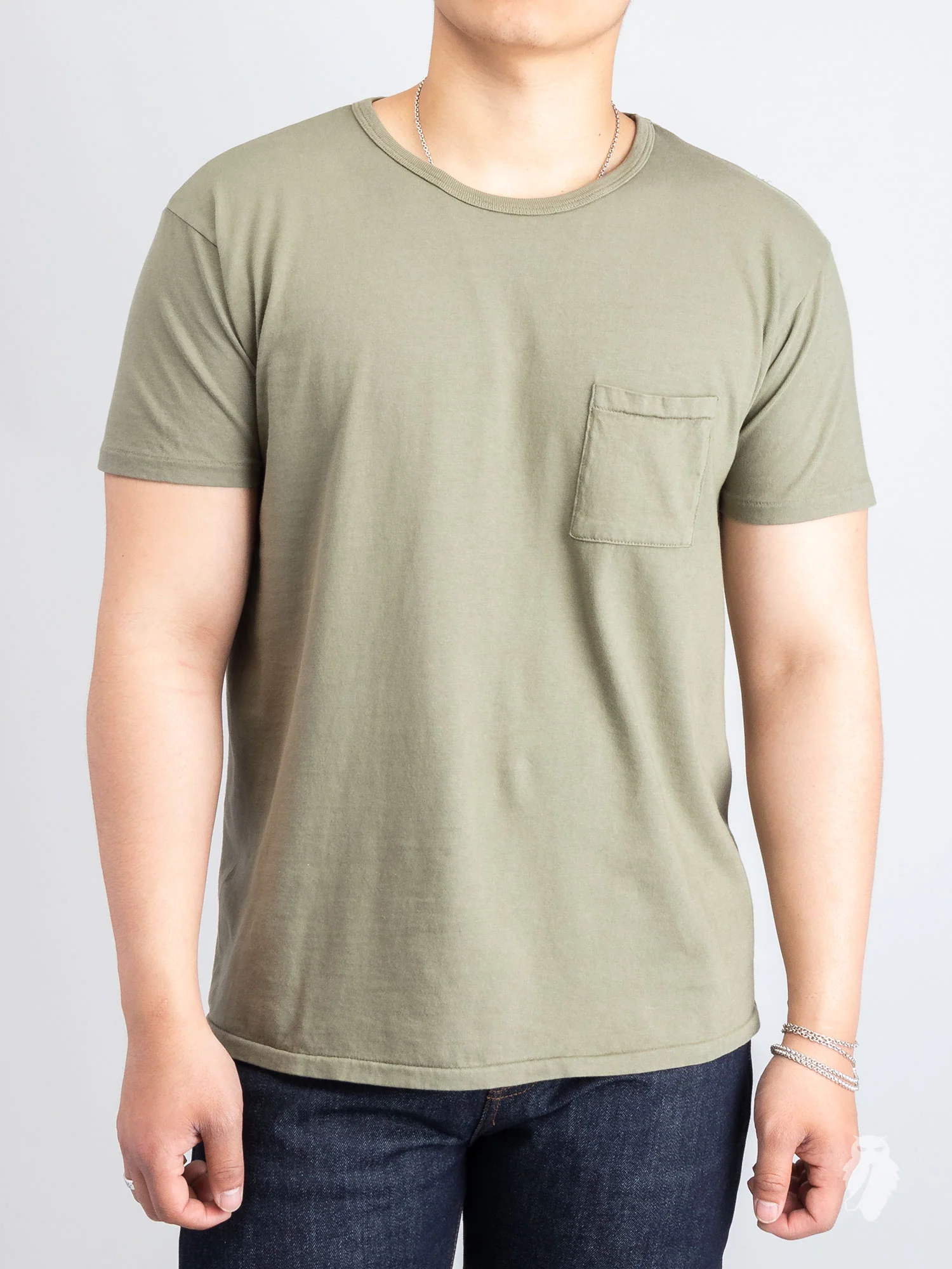 Tube Knit Pocket T-Shirt in Field Olive - Image 2
