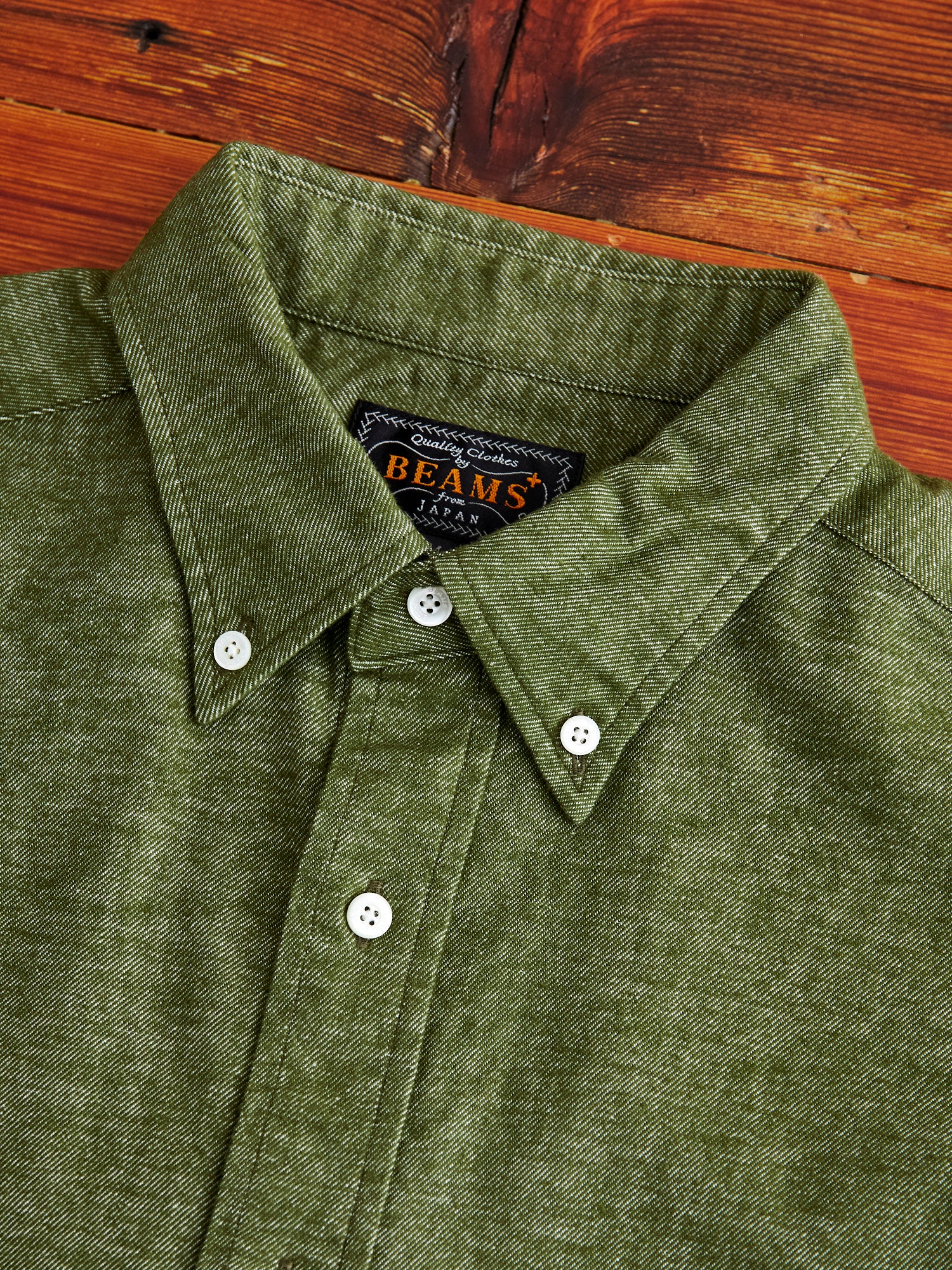 Twill Flannel Button-Down Shirt in Olive - Image 3