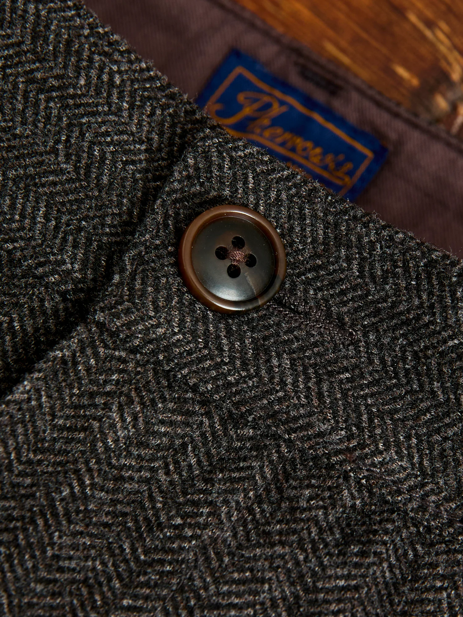 Two-Pleat Suit Trousers in Brown Herringbone - Image 5