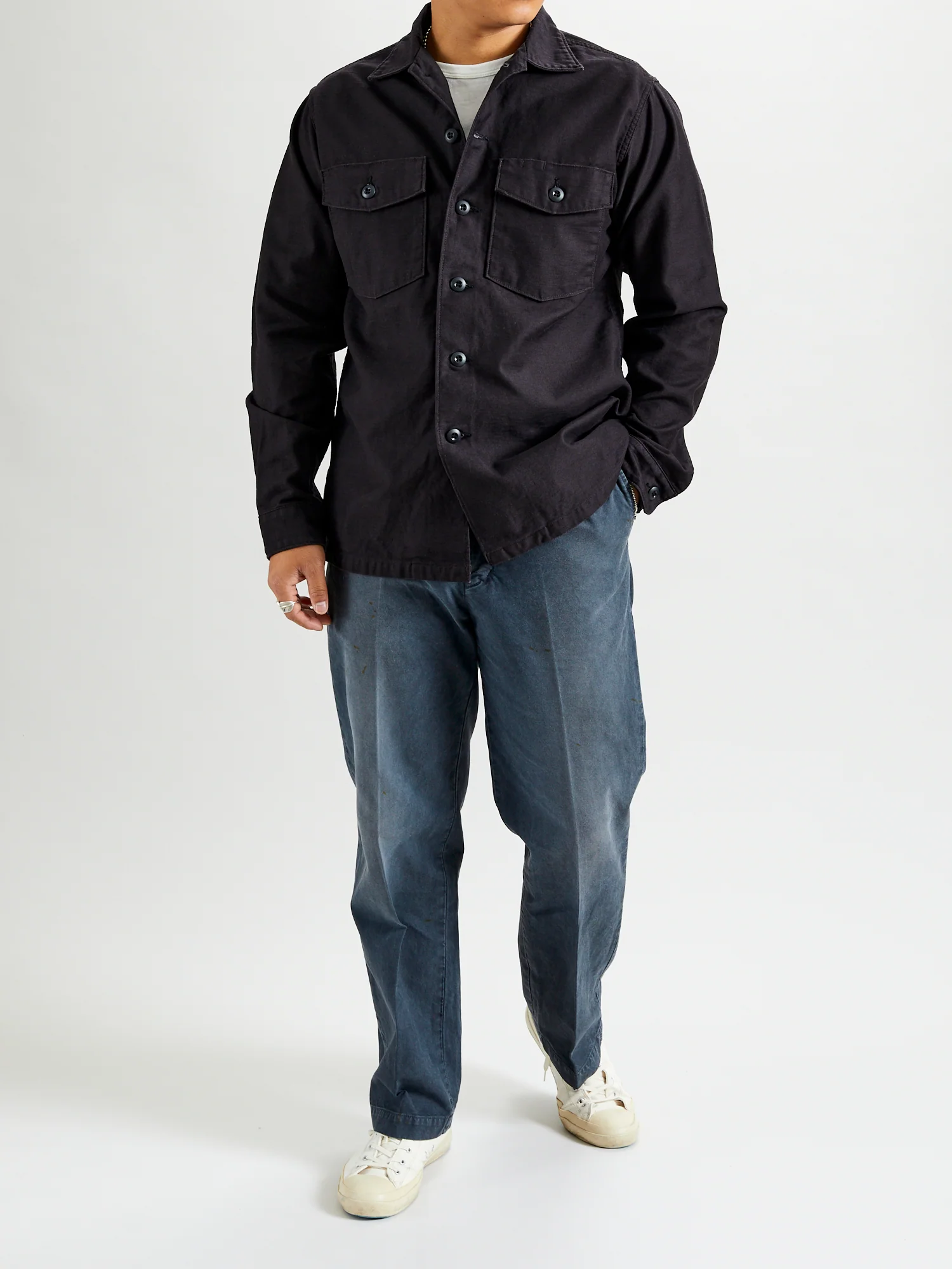 US Army Fatigue Shirt in Black Stone - Image 9