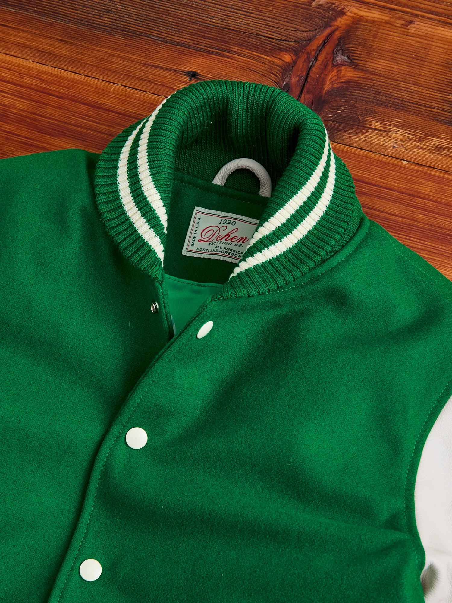 Varsity Jacket in Kelly Green Milk - Image 3