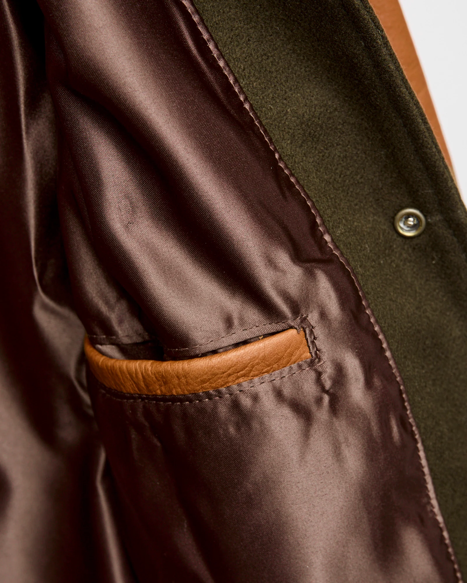 Varsity Jacket in Loden/Rust - Image 8