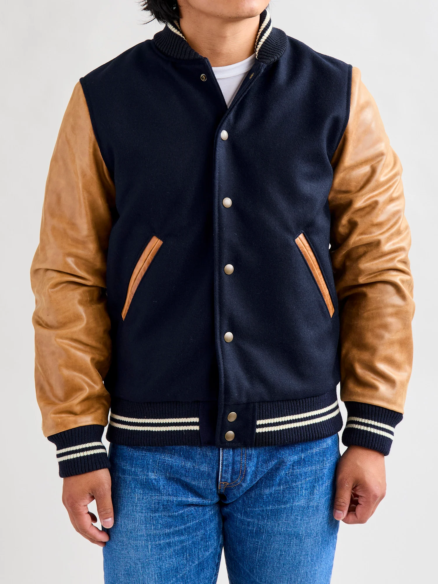 Varsity Jacket in Navy/Rust - Image 2