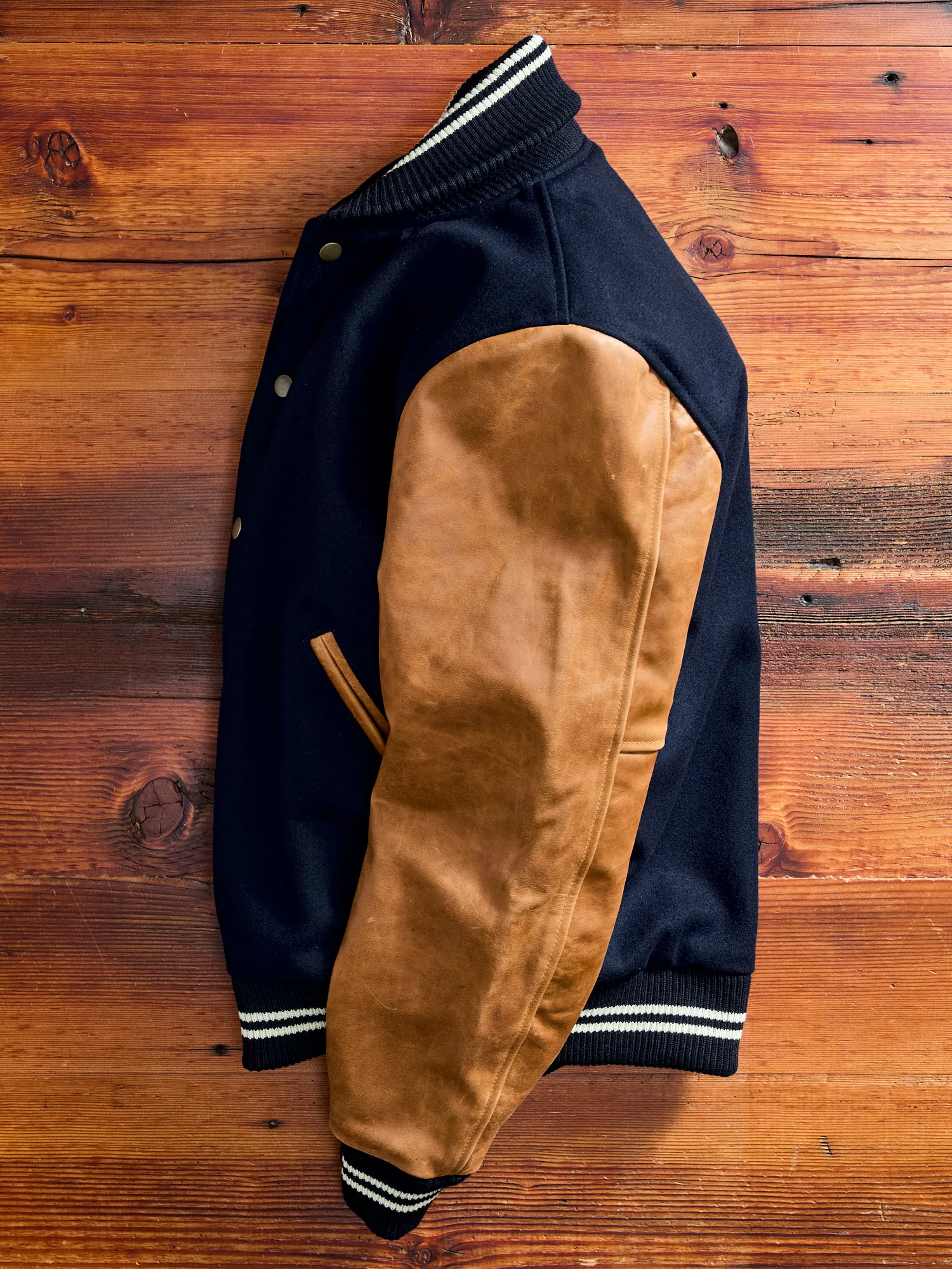 Varsity Jacket in Navy/Rust - Image 3