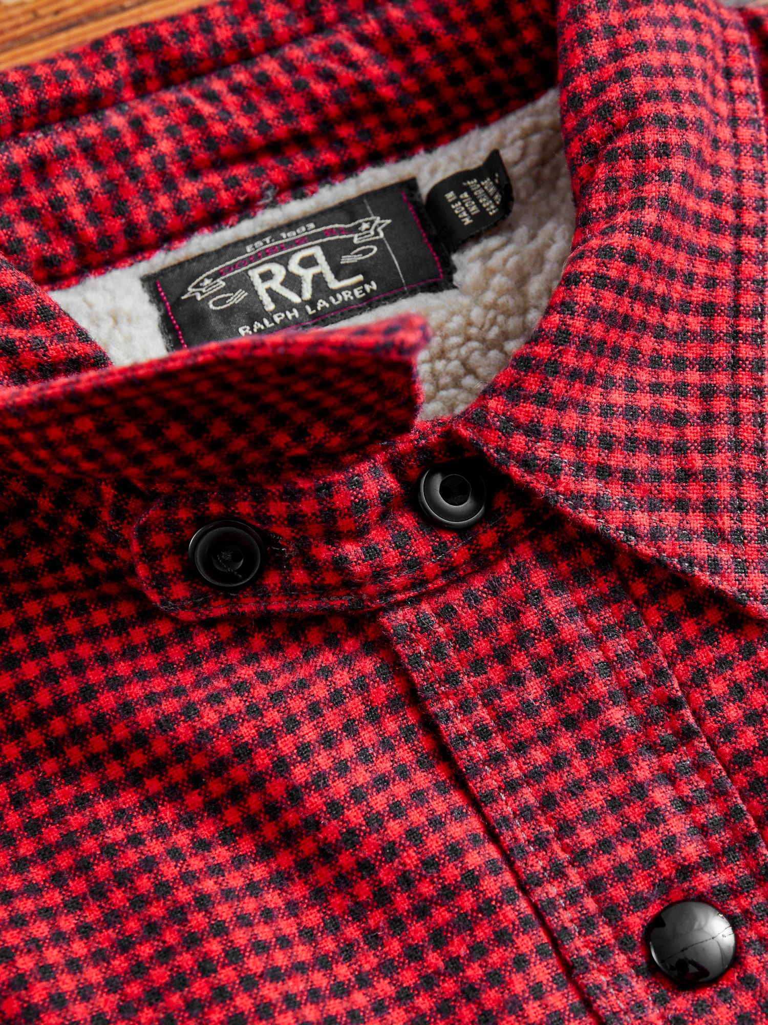 Vermont Lined Overshirt in Red Black - Image 4