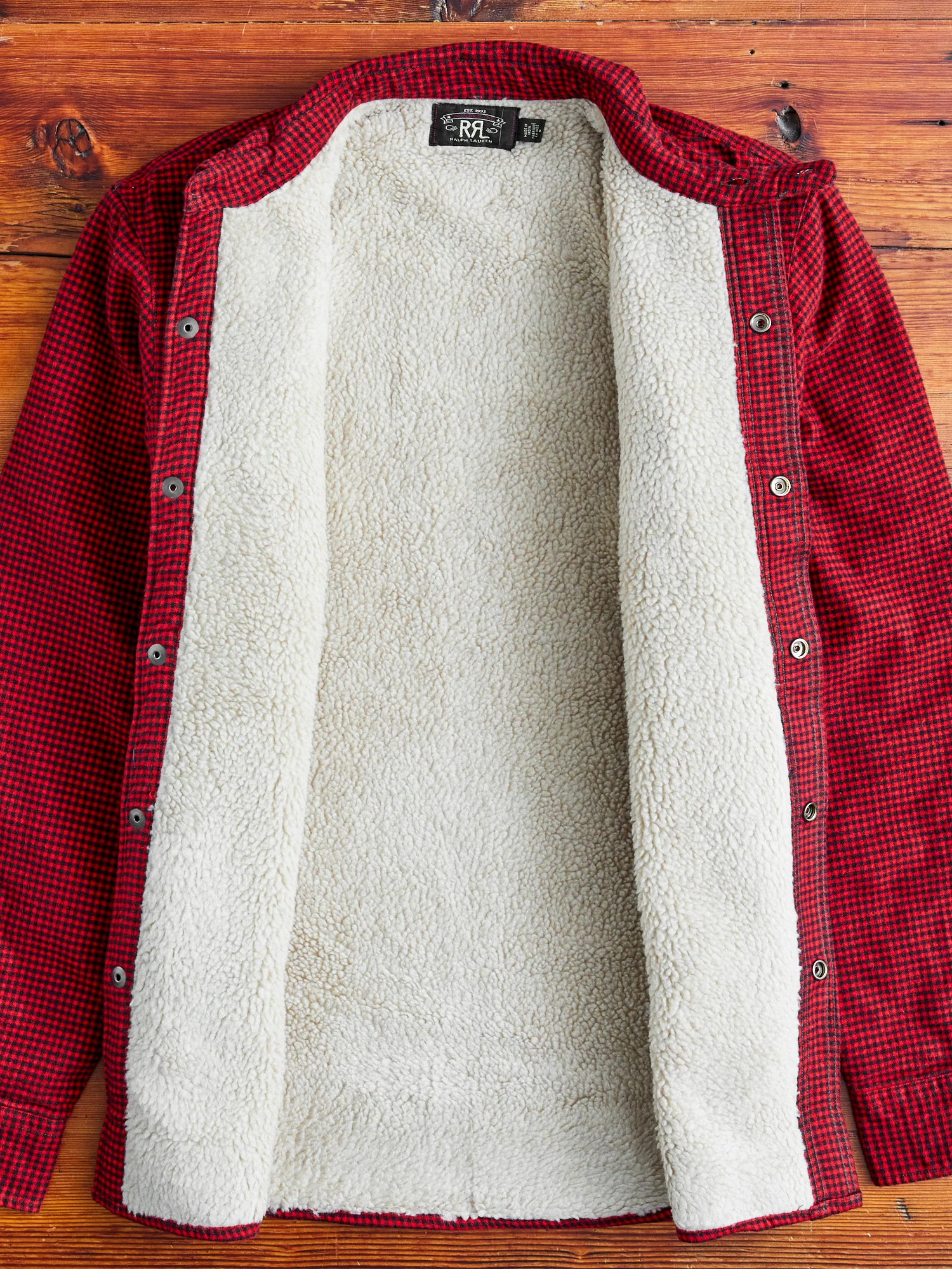 Vermont Lined Overshirt in Red Black - Image 6