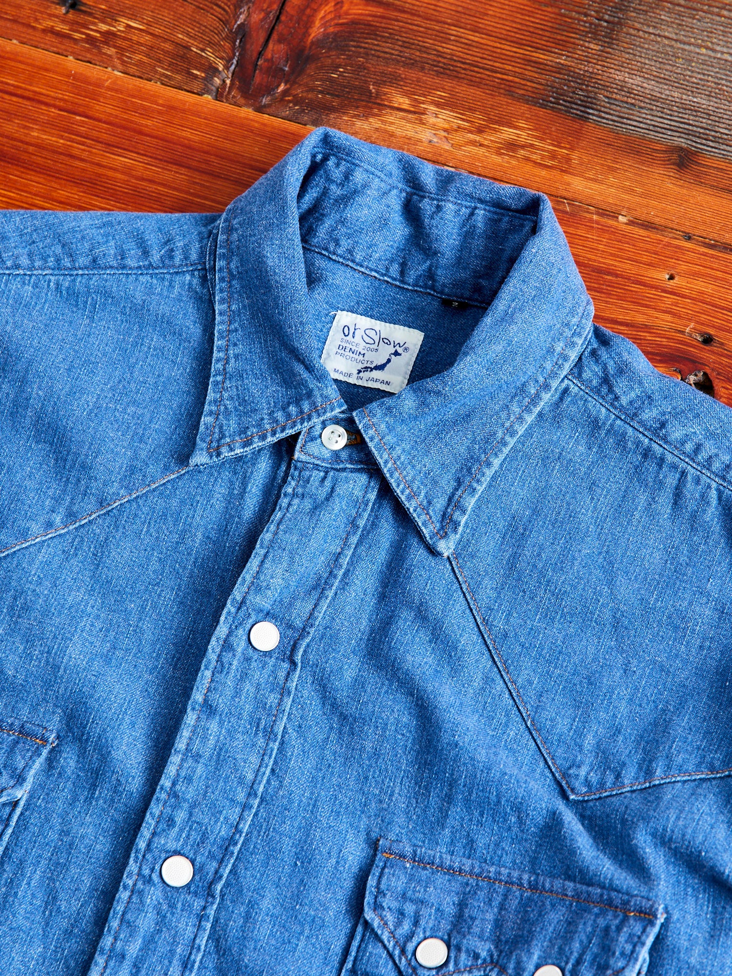 Vintage Fit Western Shirt in Used Denim - Image 3