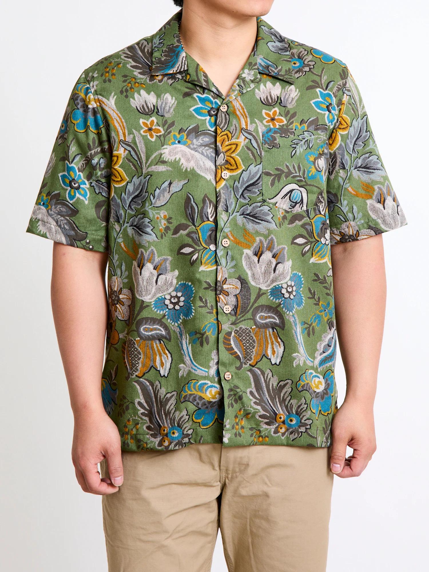 "Vintage Pique" Aloha Shirt in Green - Image 2