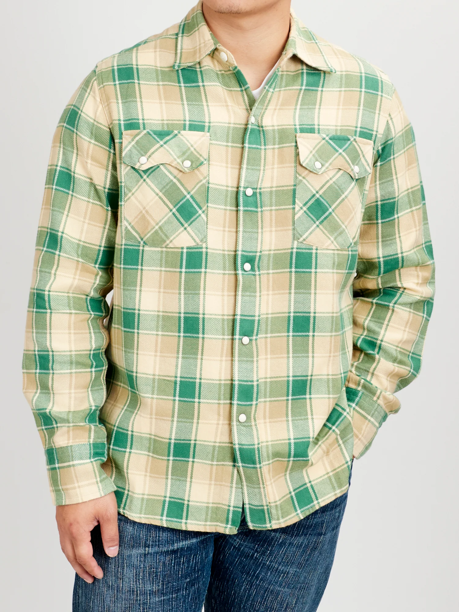 Washed Flannel Pearl Snap Shirt in San Luis Valley - Image 2