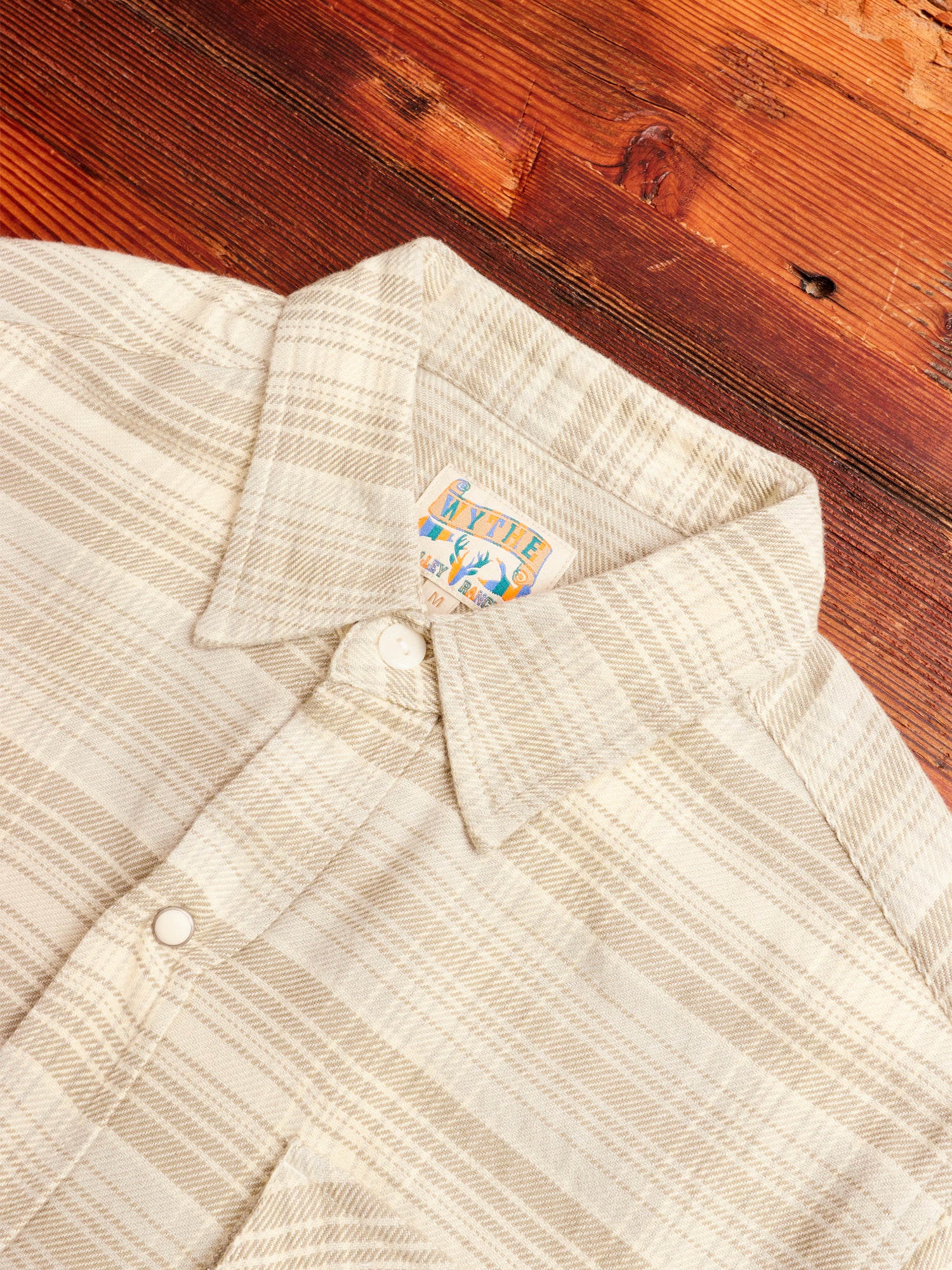 Washed Flannel Pearl Snap Shirt in Warming Grey - Image 3
