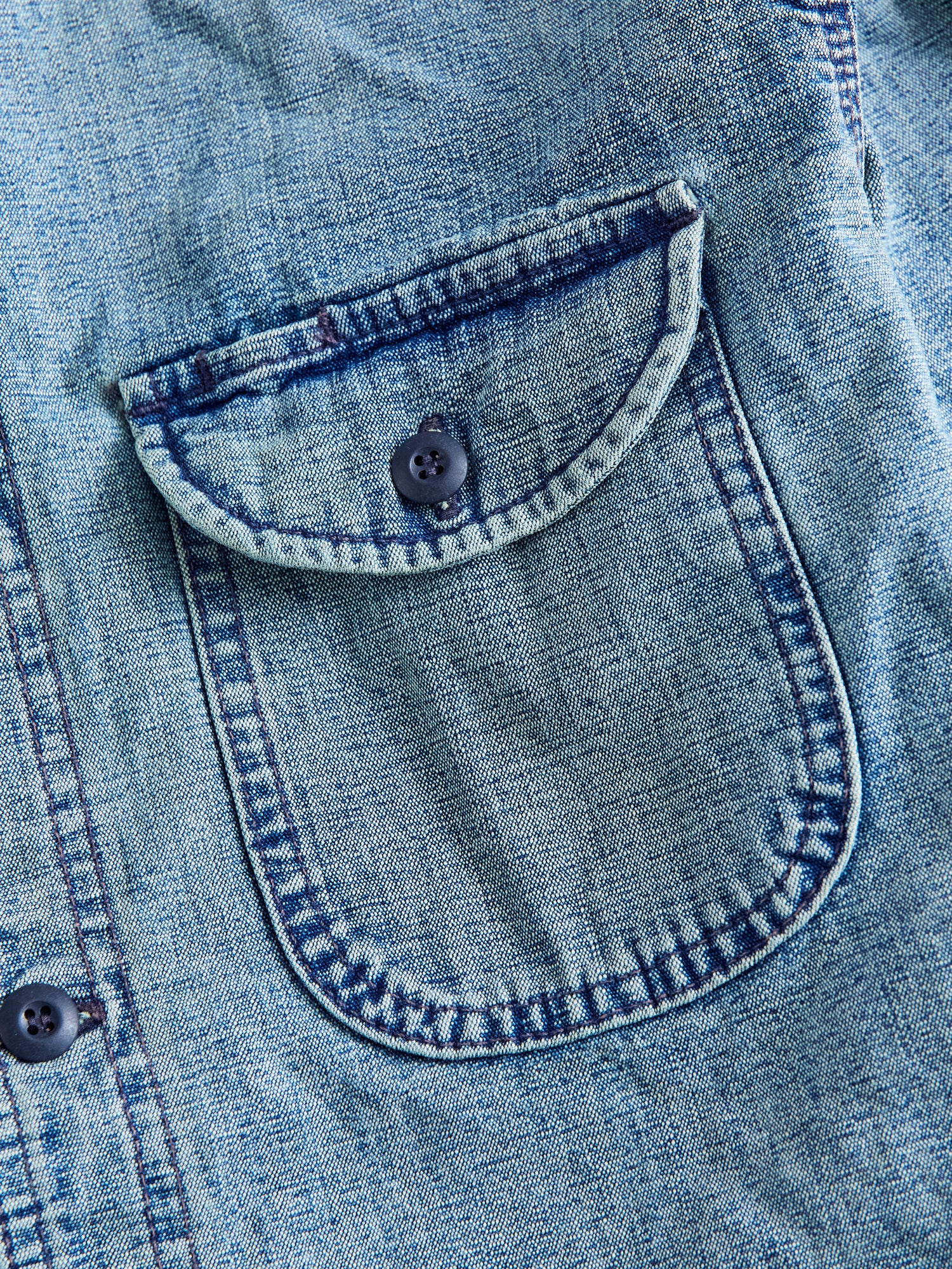 "Washed Out ISC" Work Shirt in Indigo - Image 4