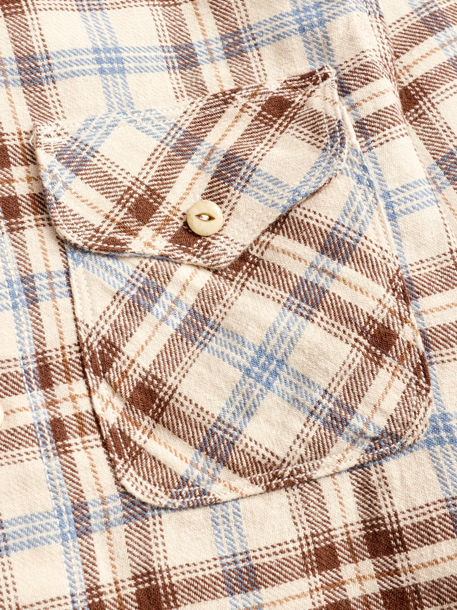 Wells Work Shirt in Cream Plaid - Image 3