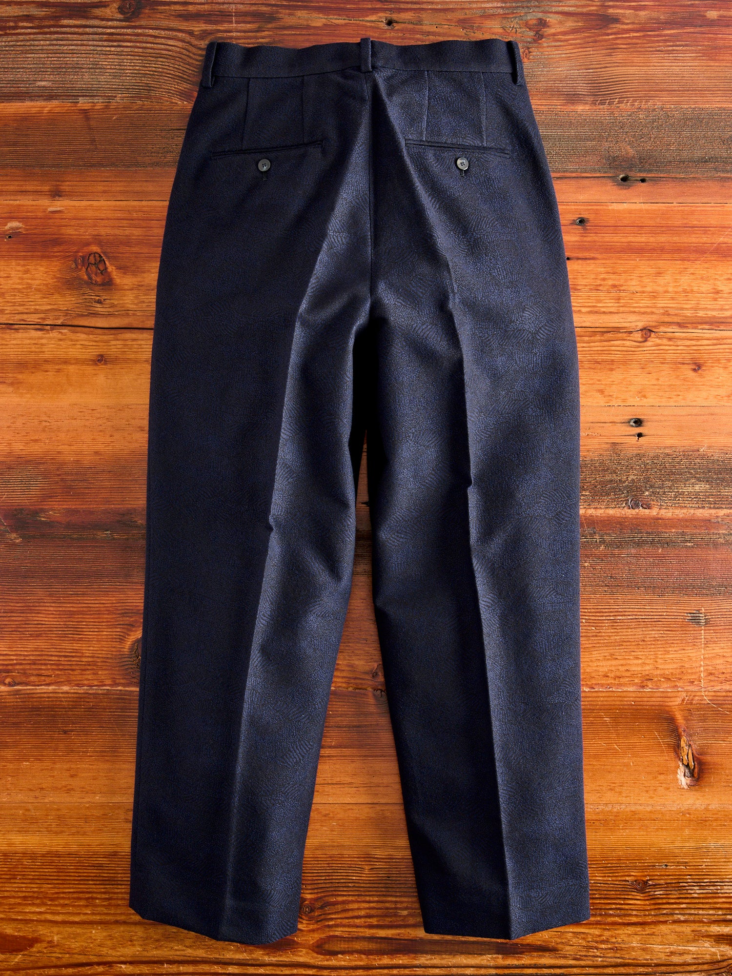 Wind Flow Jacquard Tucked Trousers in Dark Navy - Image 13