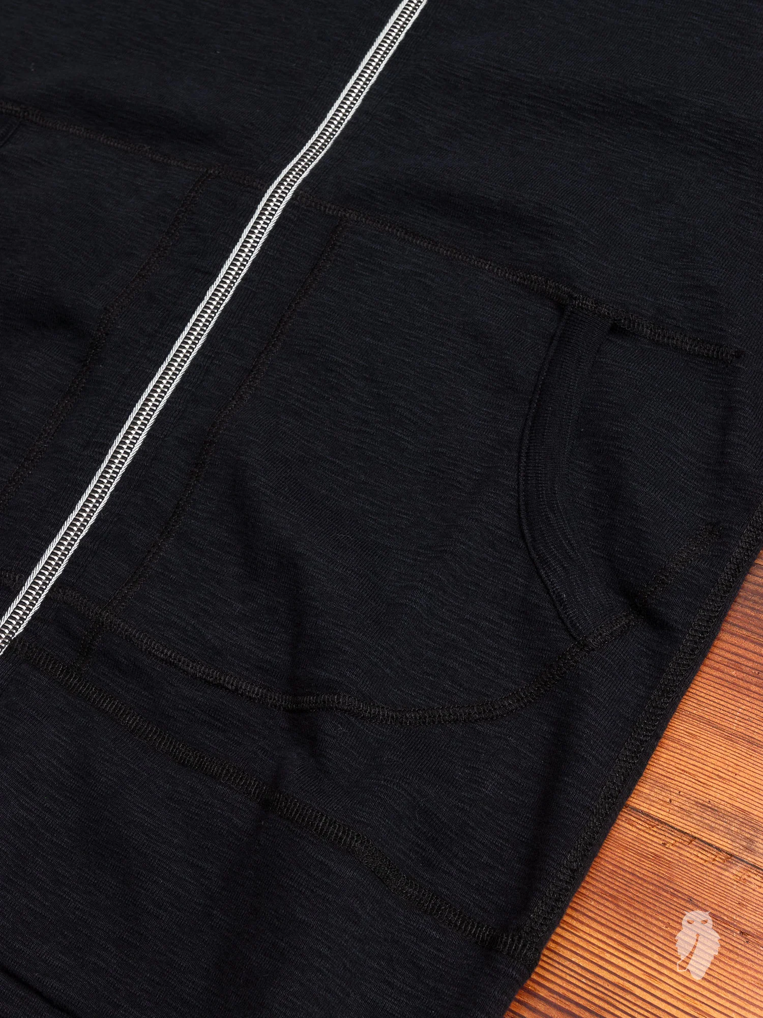 1x1 Slub Zip Hoodie in Black - Image 4