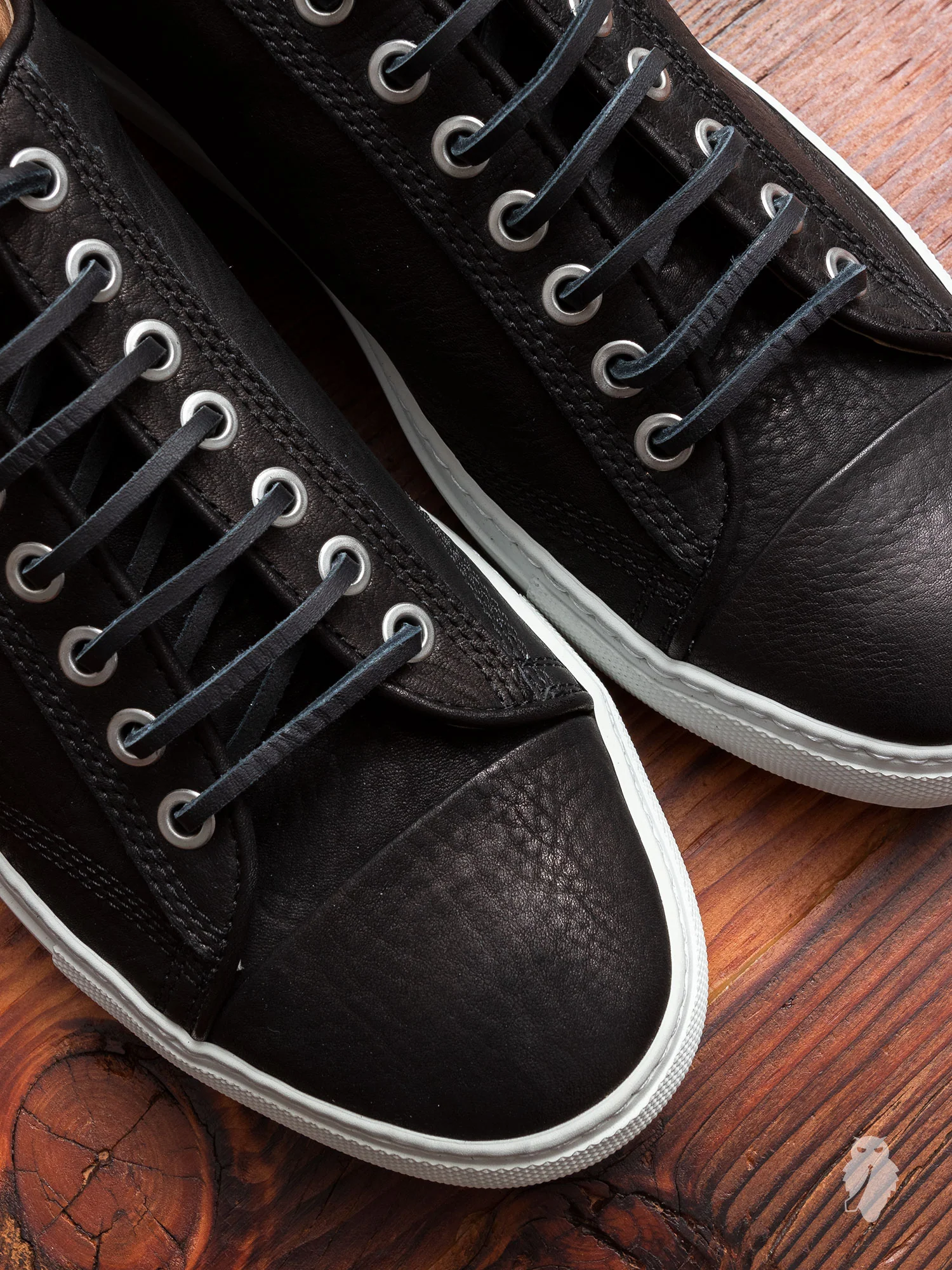 Leather Low-Top Sneaker in Black - Image 3