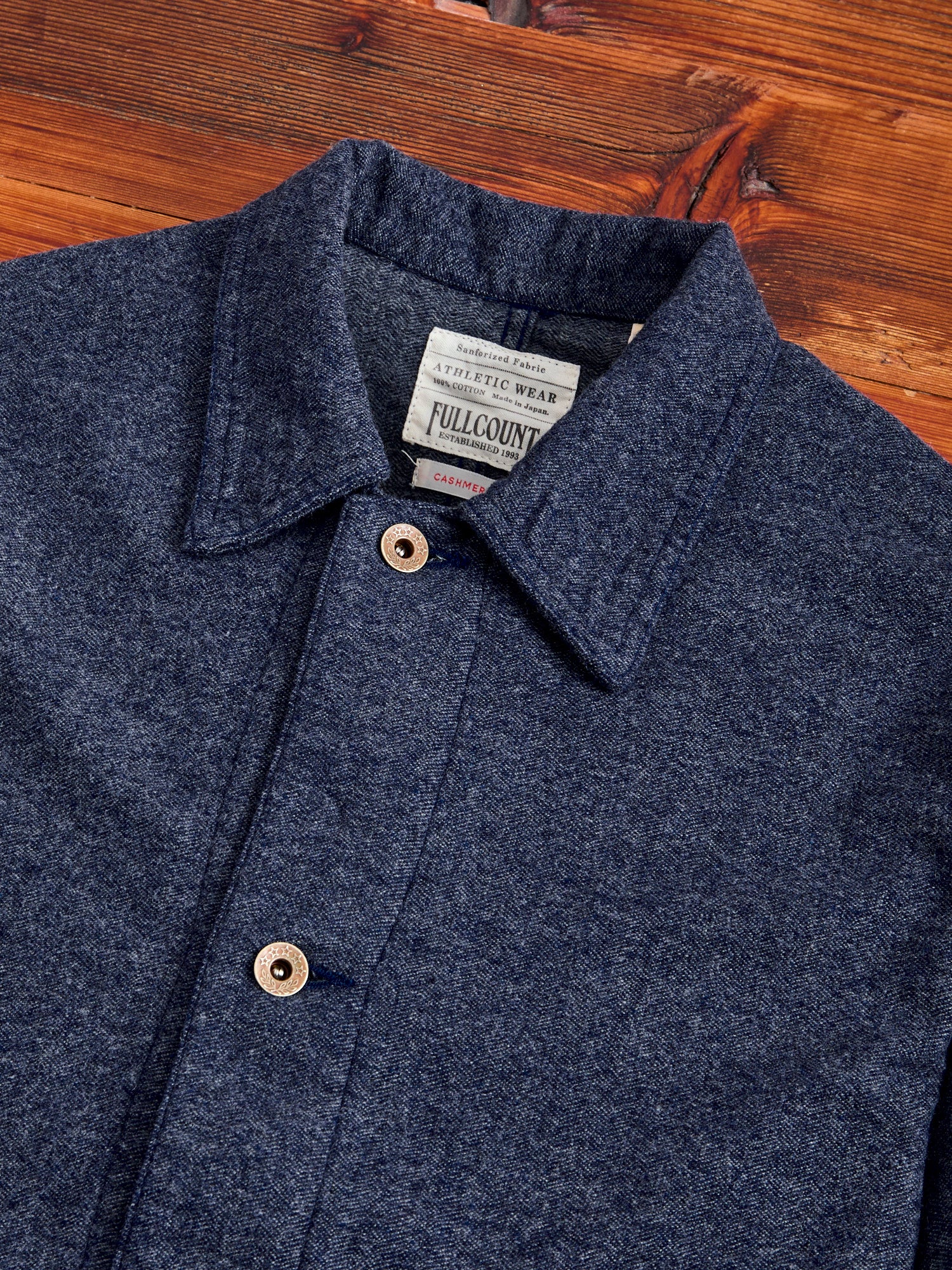 Wool Cashmere Herringbone Chore Coat in Navy - Image 4