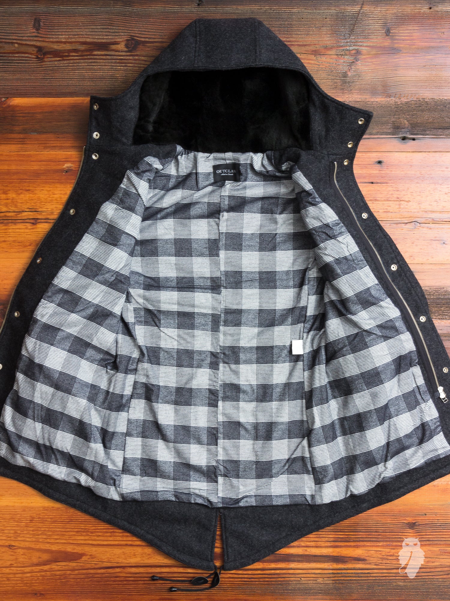 Wool Fishtail Parka in Charcoal - Image 10