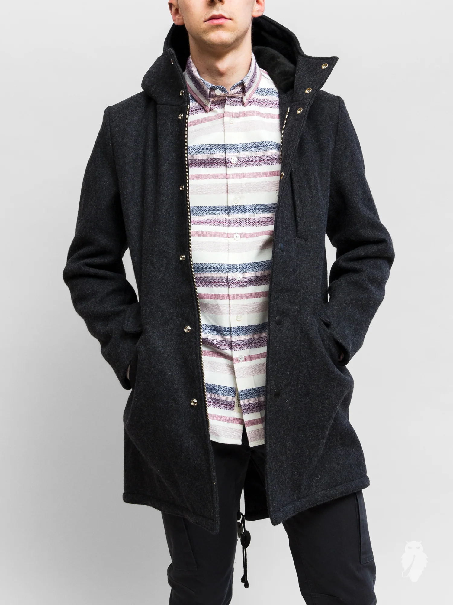 Wool Fishtail Parka in Charcoal - Image 2