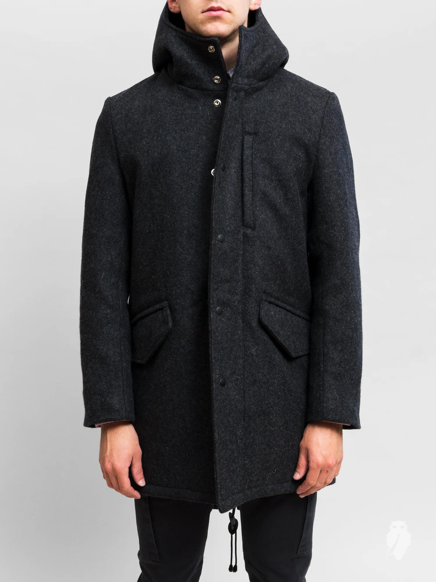 Wool Fishtail Parka in Charcoal - Image 3