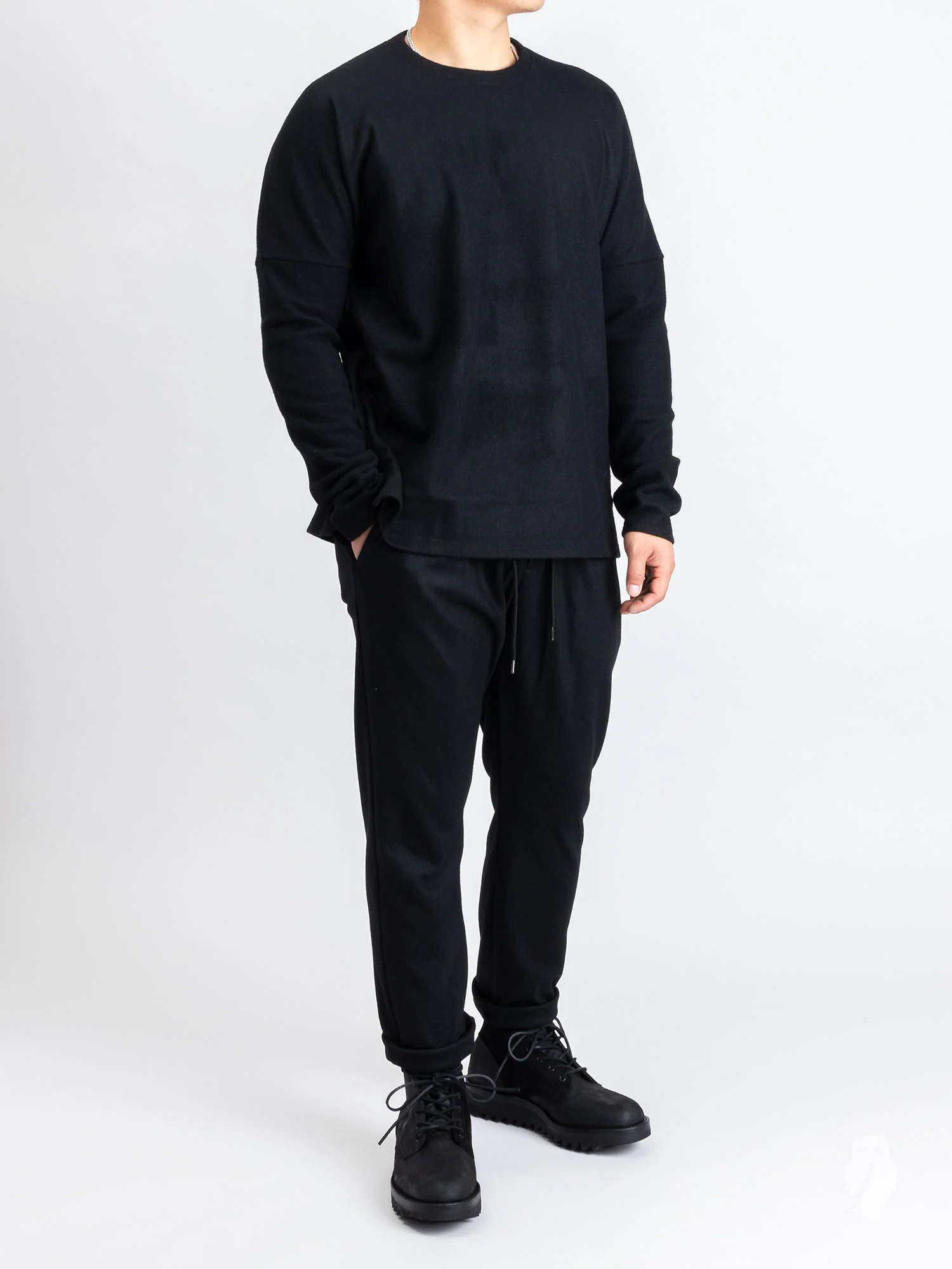 Wool Flannel Easy Pants in Black - Image 10