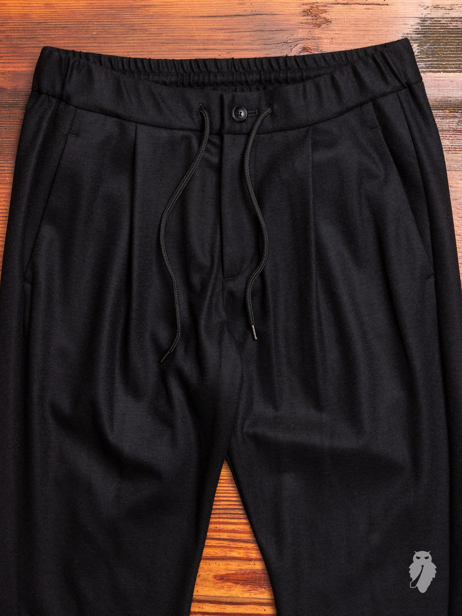 Wool Flannel Easy Pants in Black - Image 3