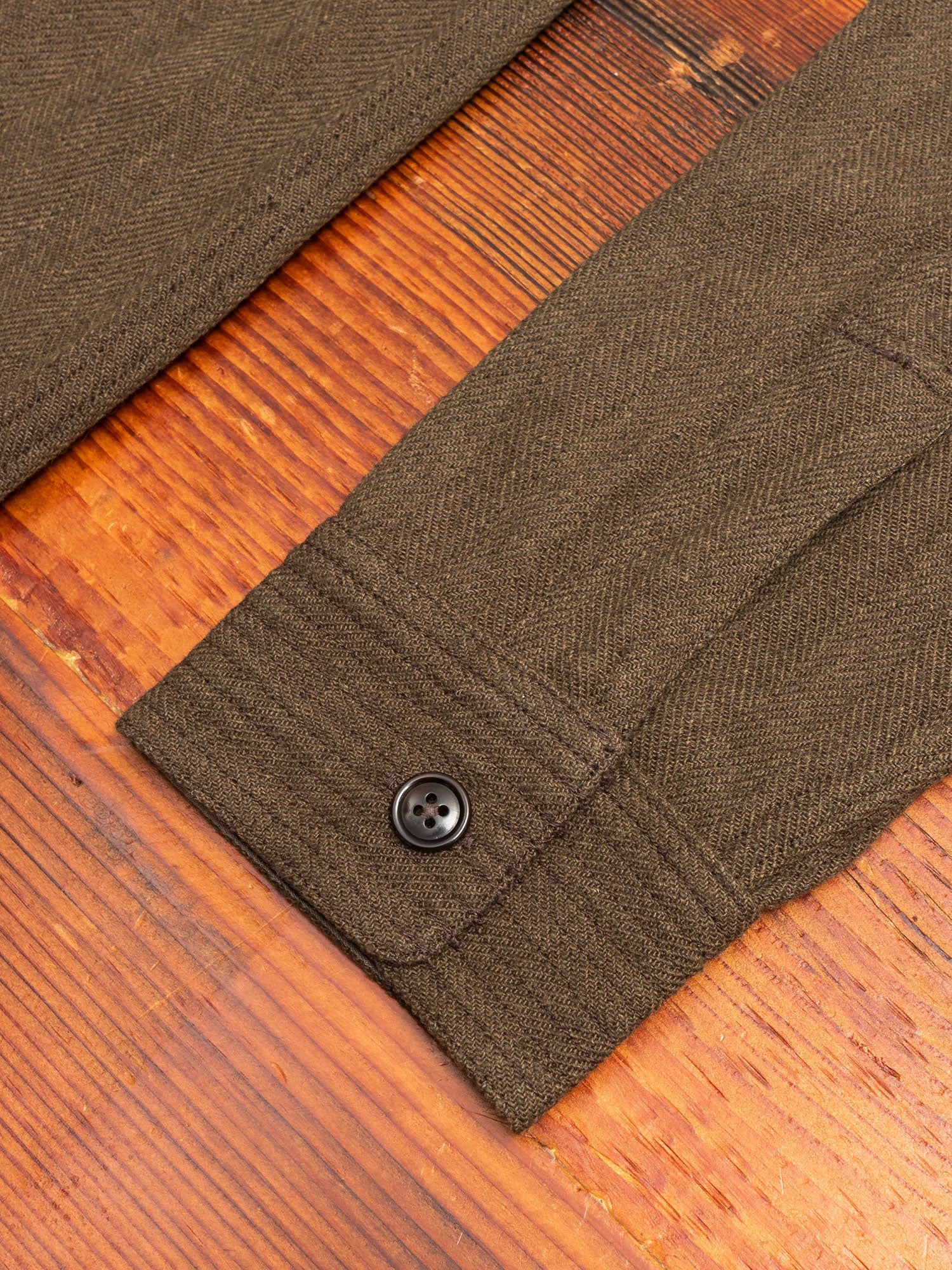 Wool HBT Work Shirt in Olive - Image 5