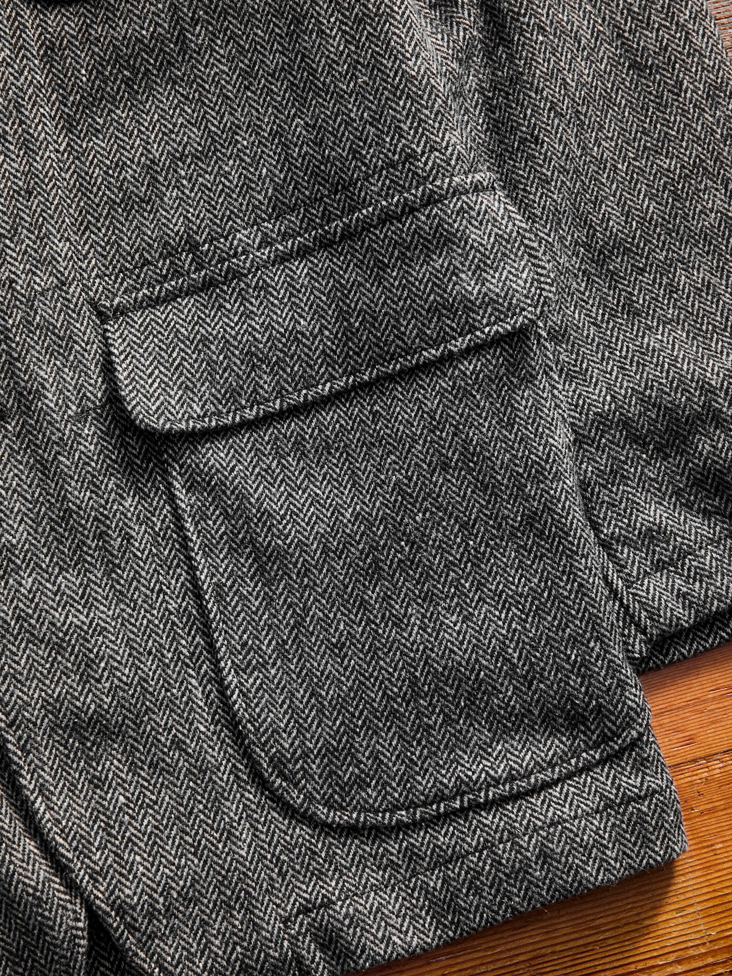 Wool Herringbone Loiter Jacket in Grey - Image 5