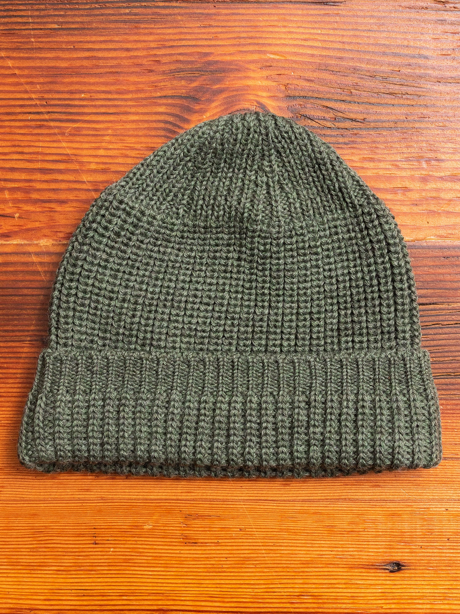 Wool Knit Watch Cap in Olive - Image 3