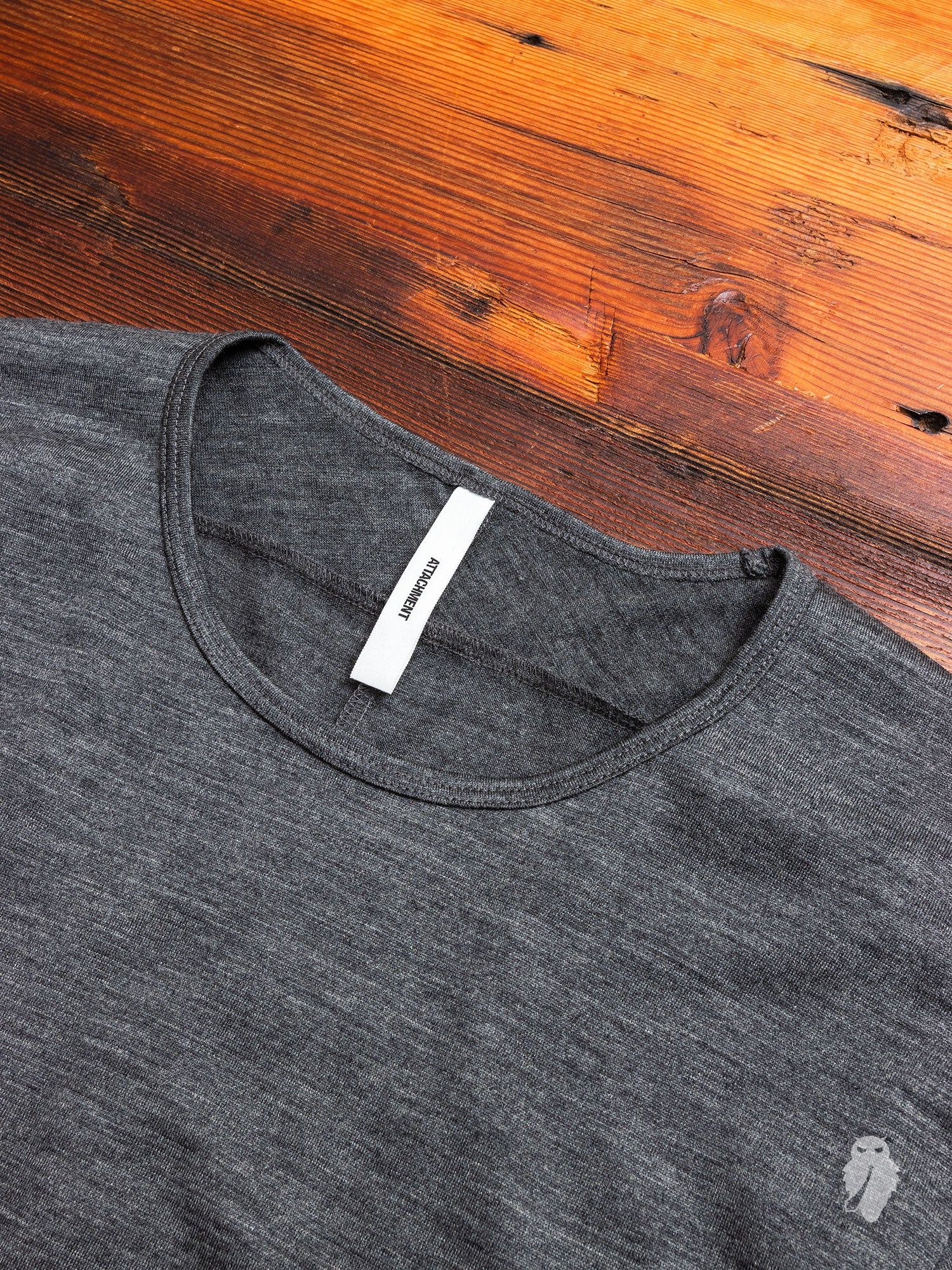 Wool Long Sleeve T-Shirt in Charcoal Melange - Image 3